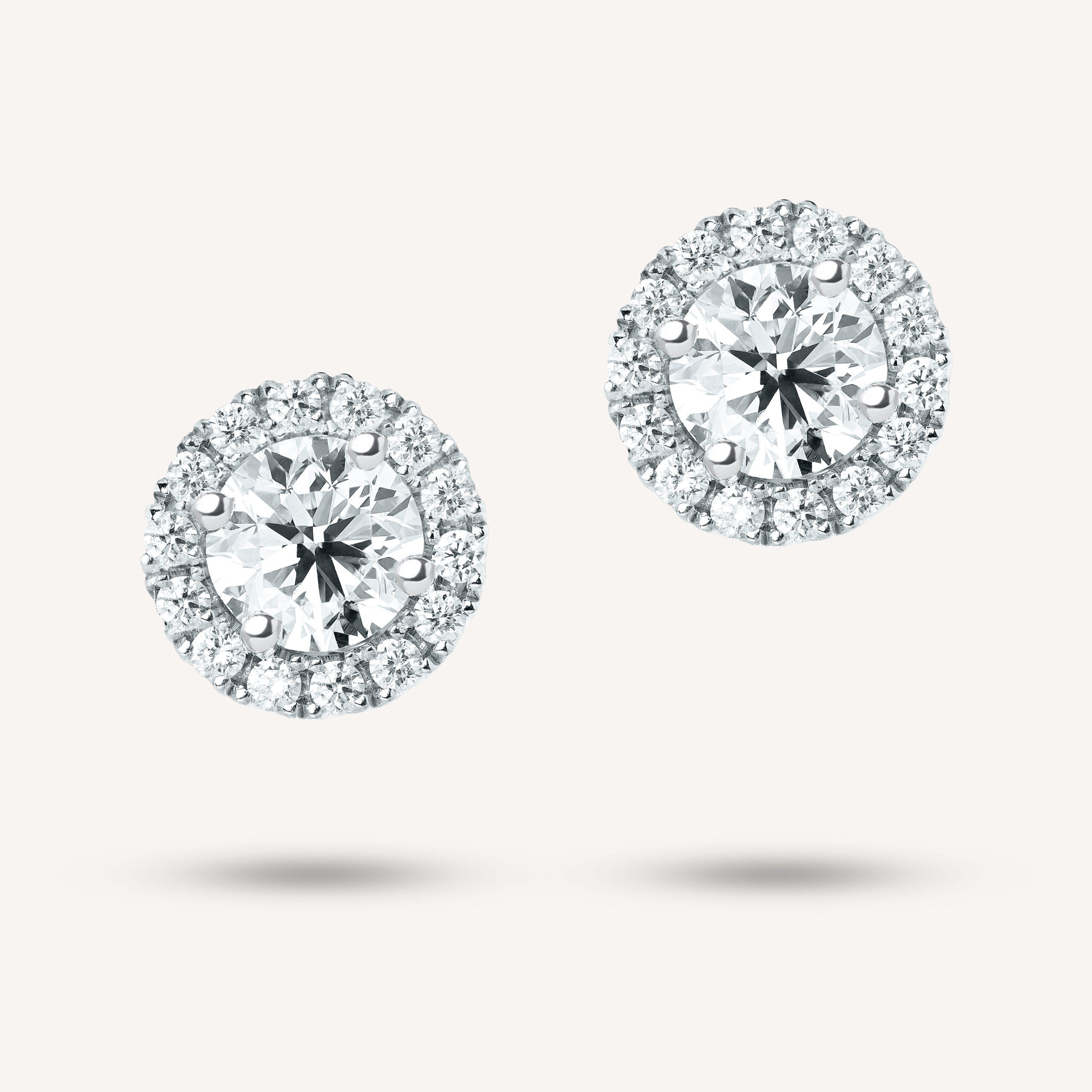 Halo Round Diamond stud earrings 1.00ct each