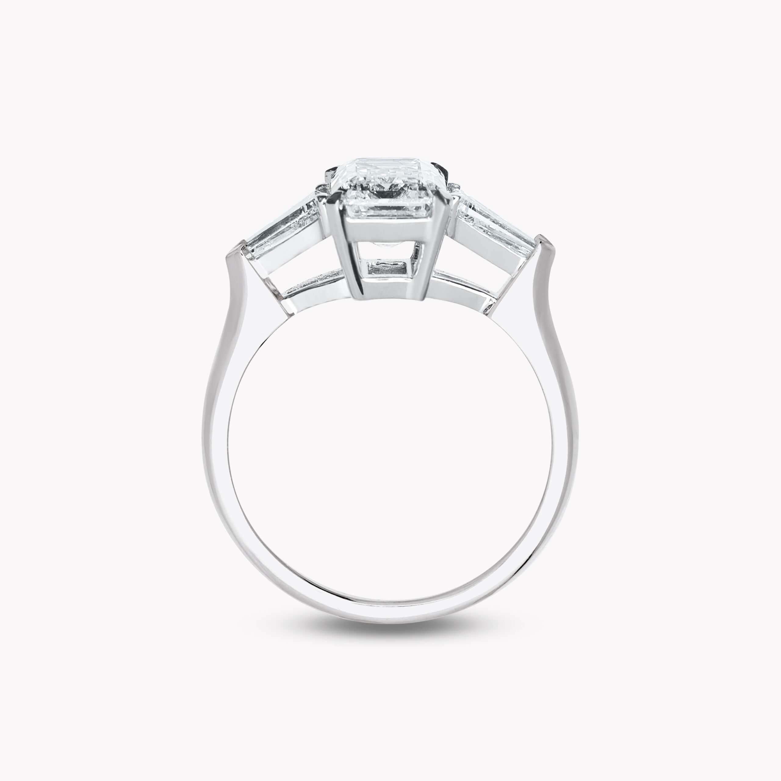 Emerald-Cut Diamond  Ring with Tapered Baguette Side Diamonds