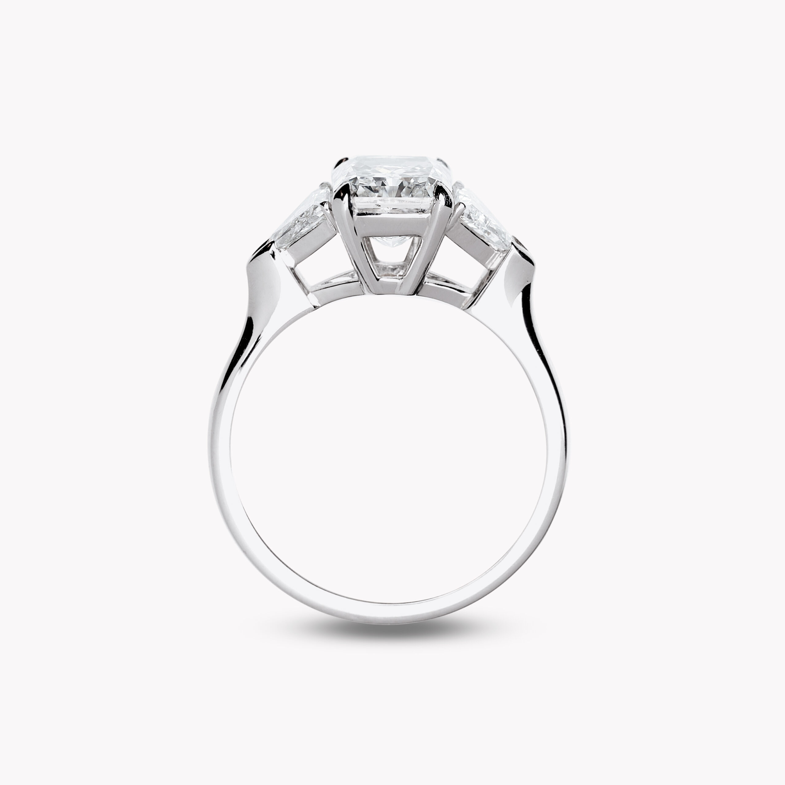 Radiant-Cut Diamond  Ring with Triangle Side Diamonds