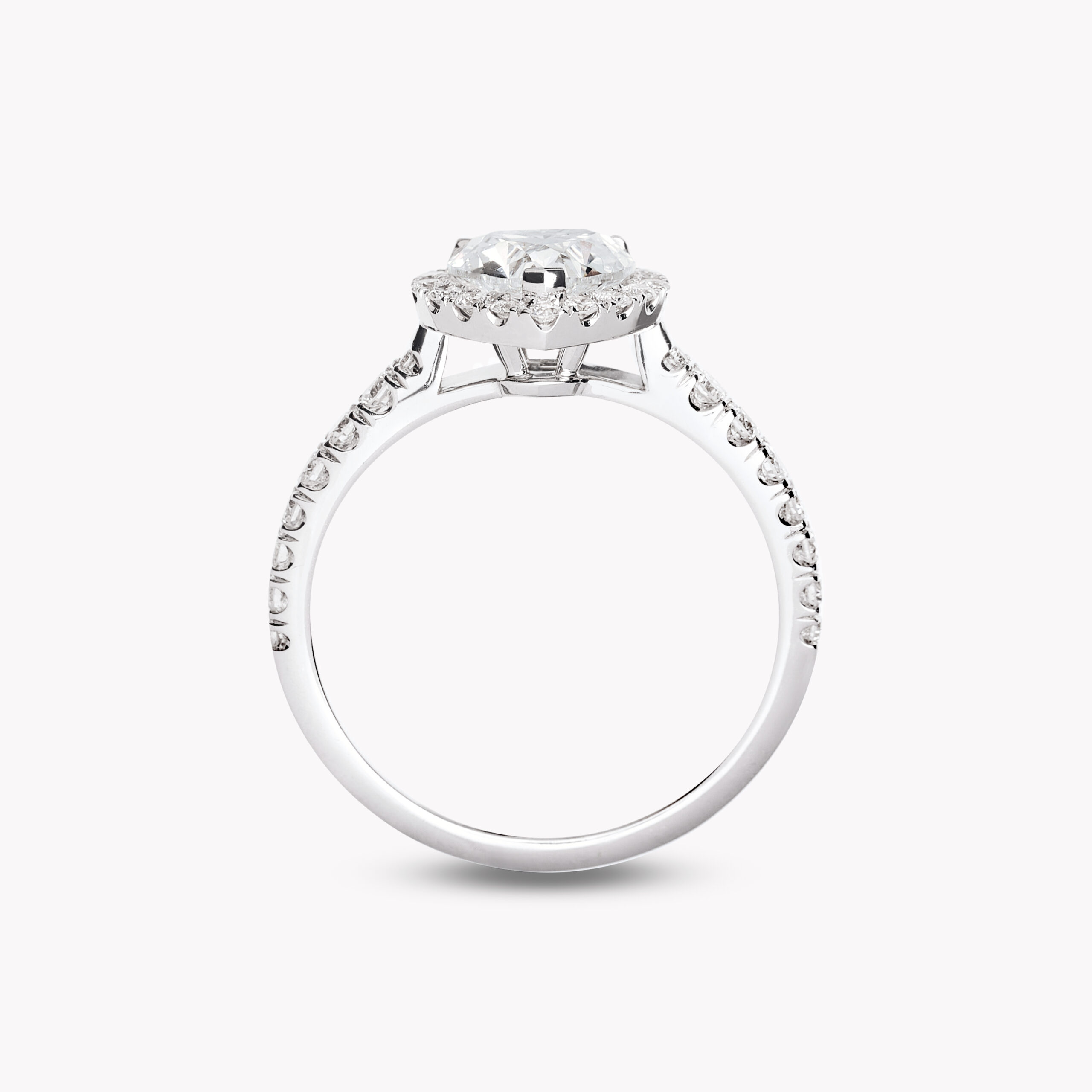 Каблучка з діамантом огранки серце +діамантове Halo