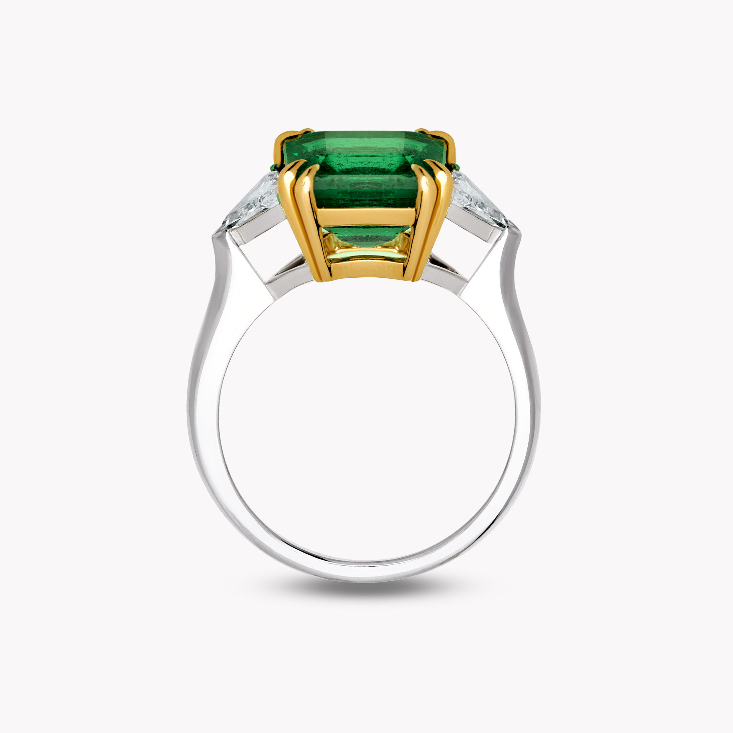 Emerald Ring 4.21ct with Trillion-Cut Diamonds 0.49ct 