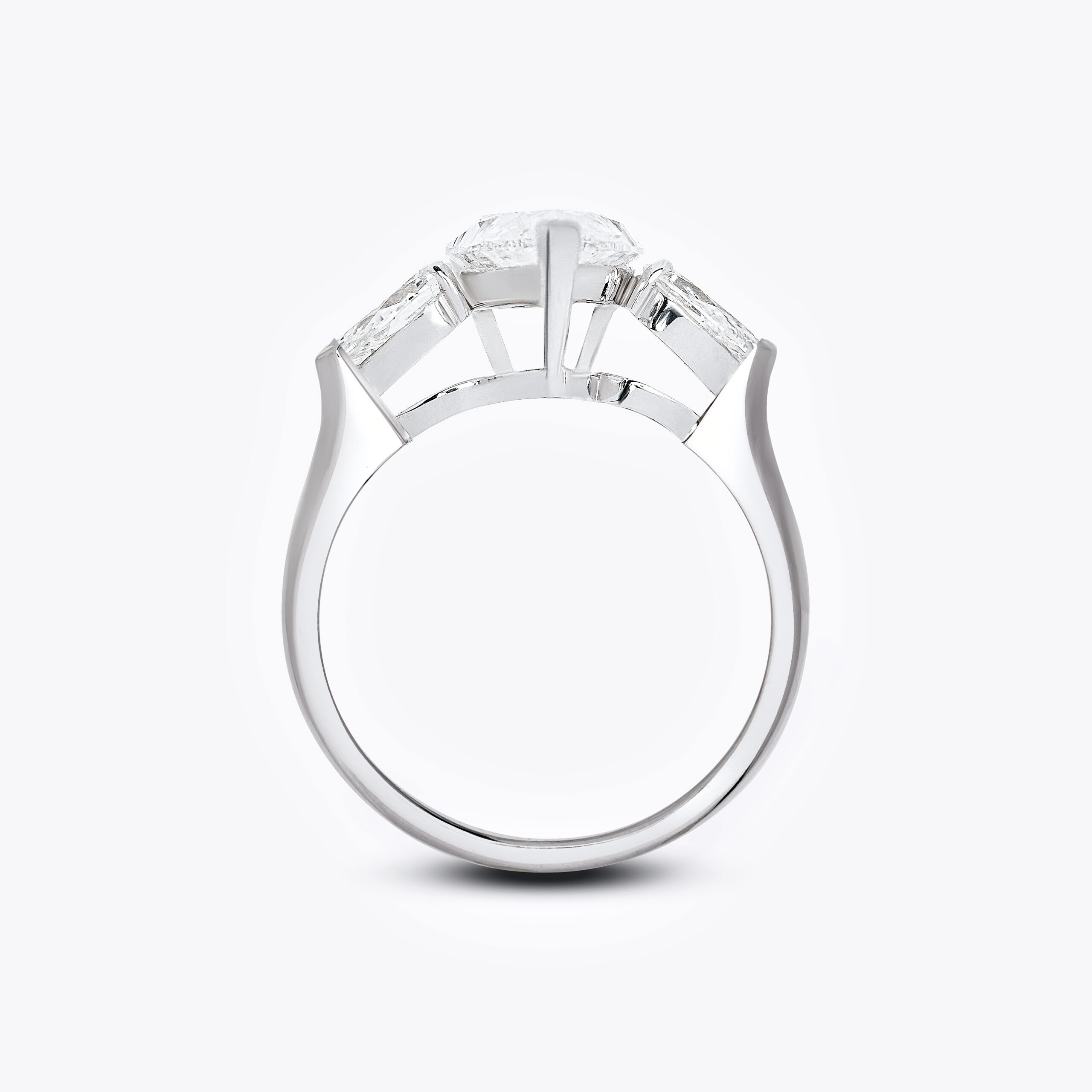 Pear-Cut Diamond  Ring with Pear Side Diamonds 