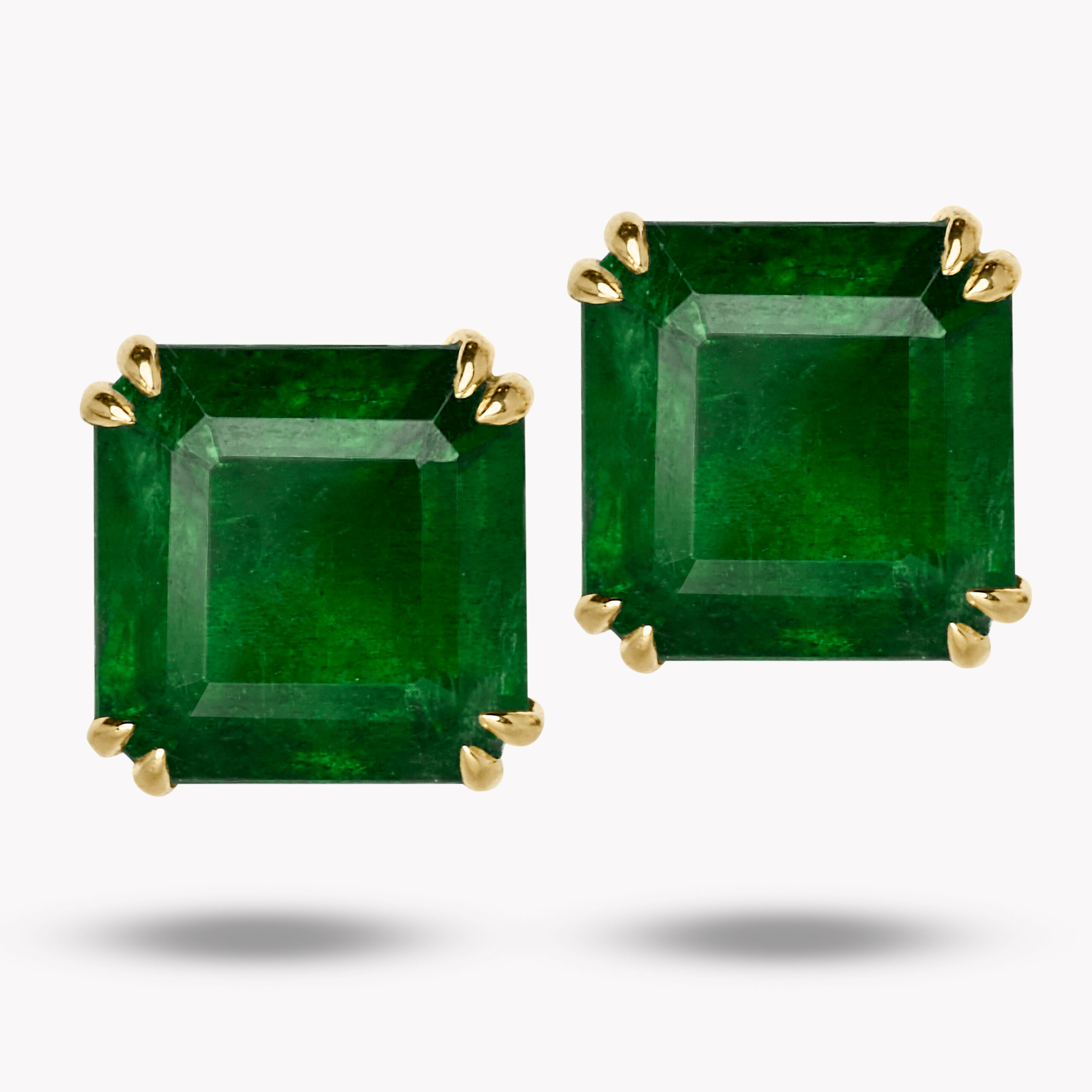 Earrings with Square-Cut Emeralds 2.46ct+2.30ct 