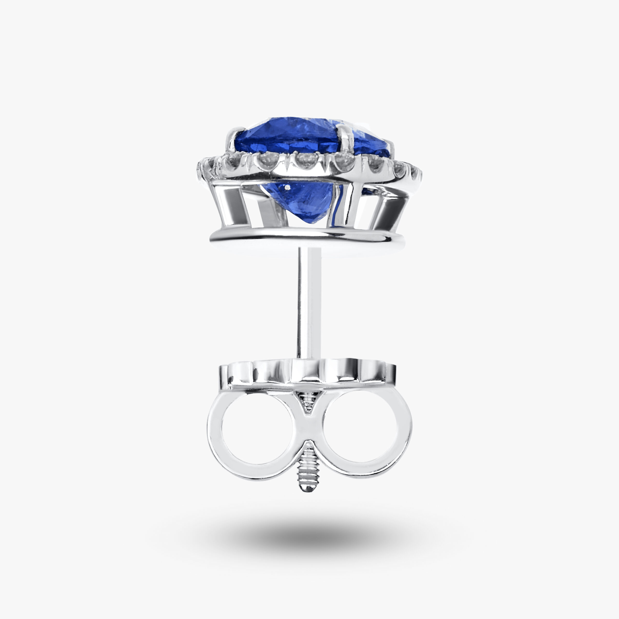 Halo Blue Oval-Cut Sapphire Stud Earrings