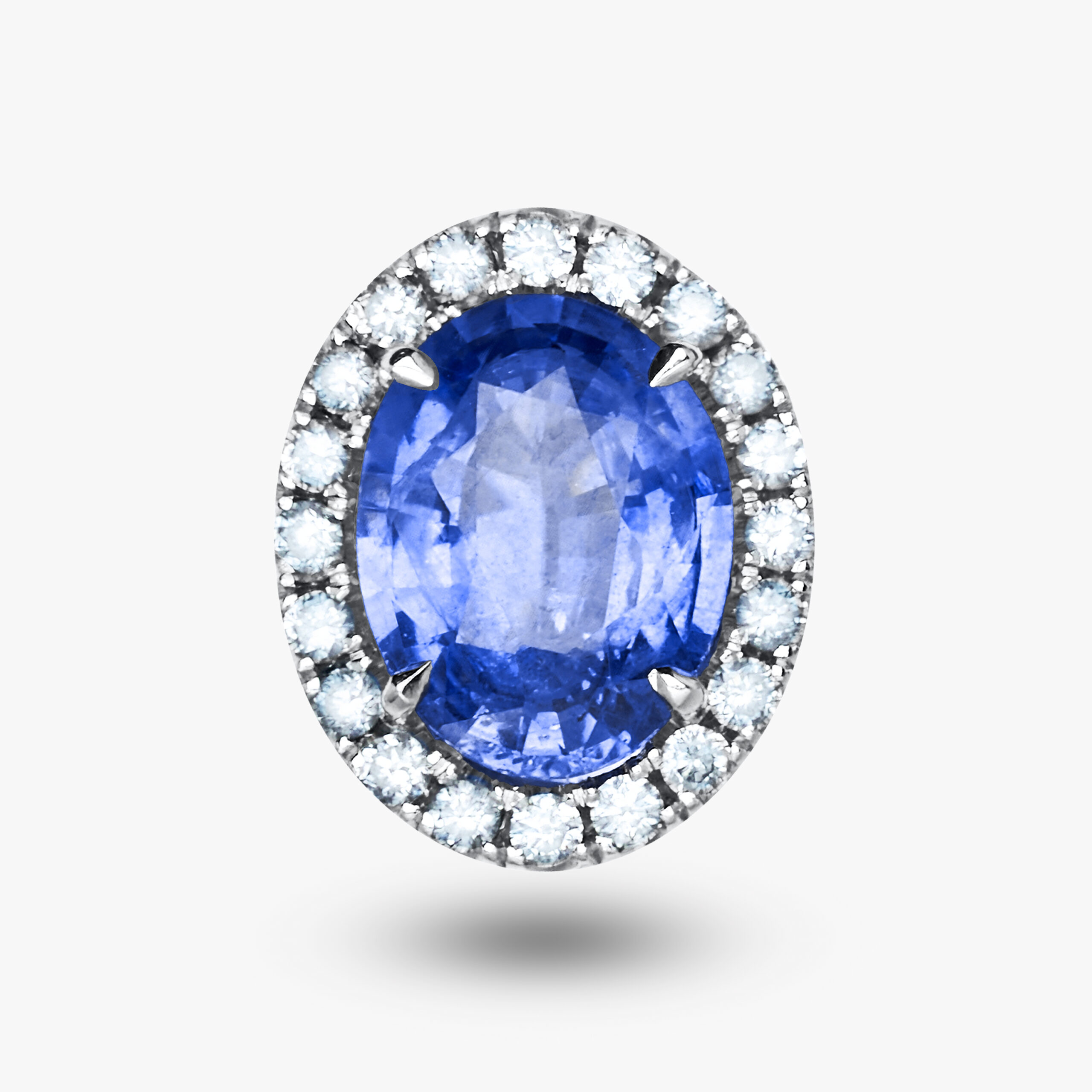 Halo Blue Oval-Cut Sapphire Stud Earrings