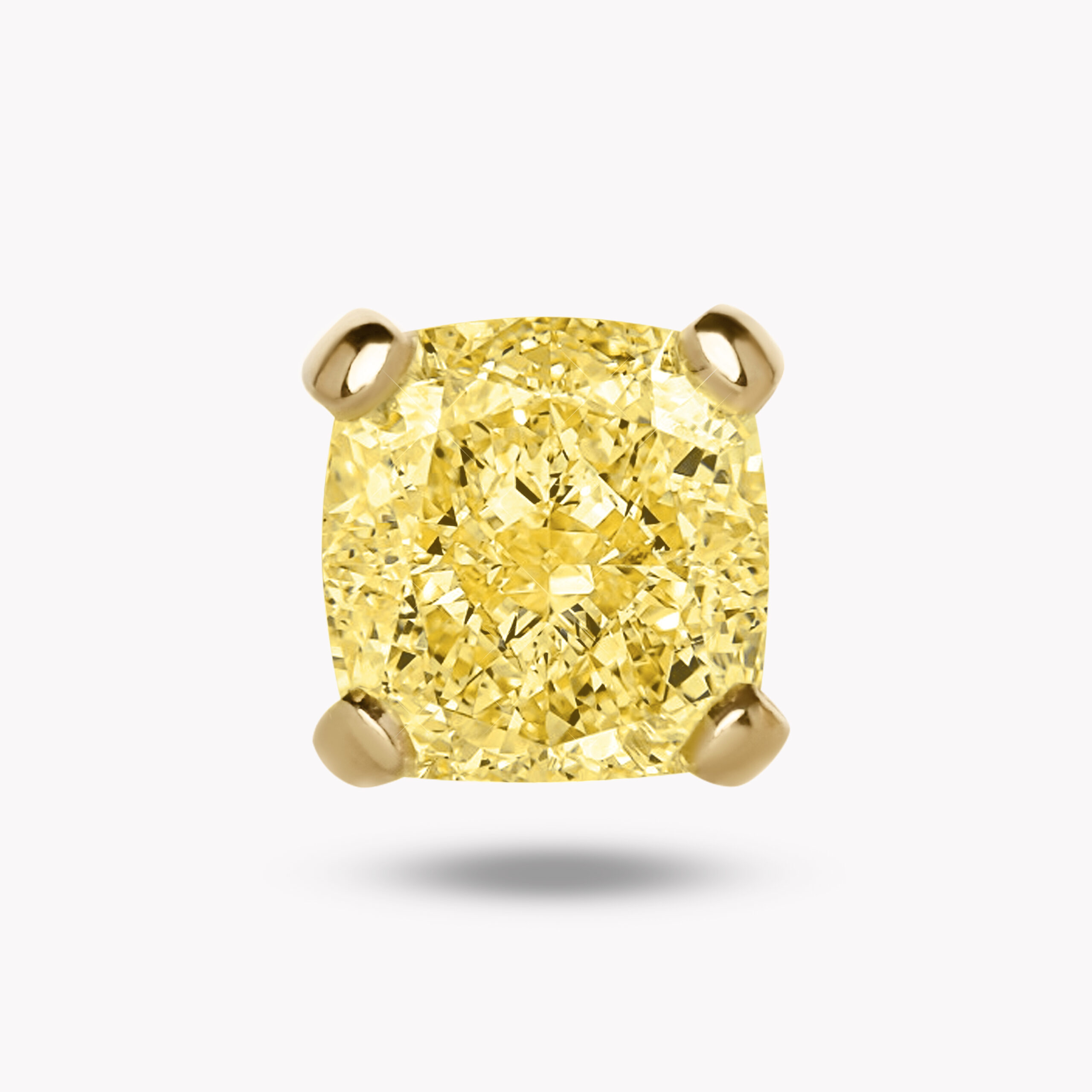 Yellow Cushion-Cut Diamond Stud Earring 