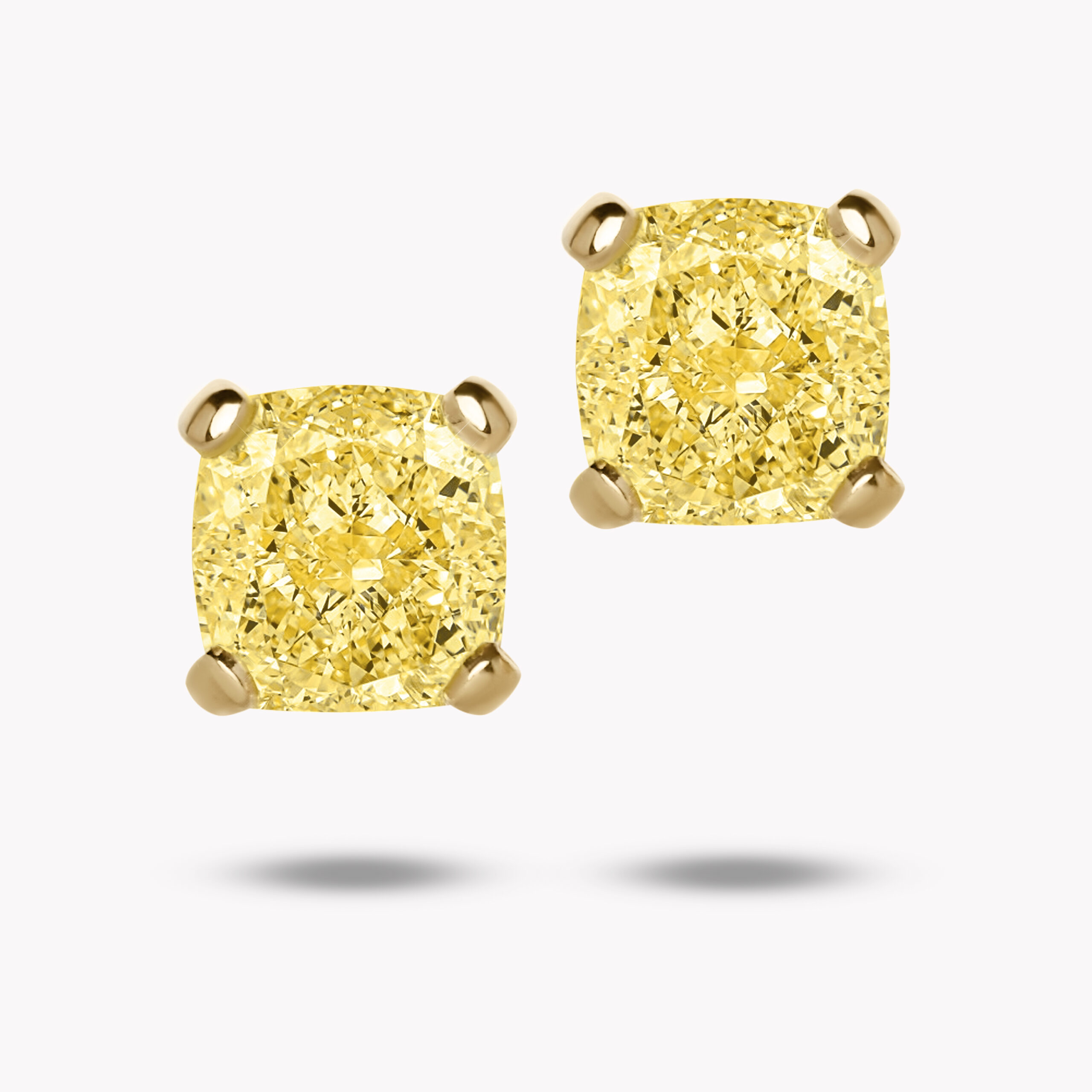 Yellow Cushion-Cut Diamond Stud Earring 
