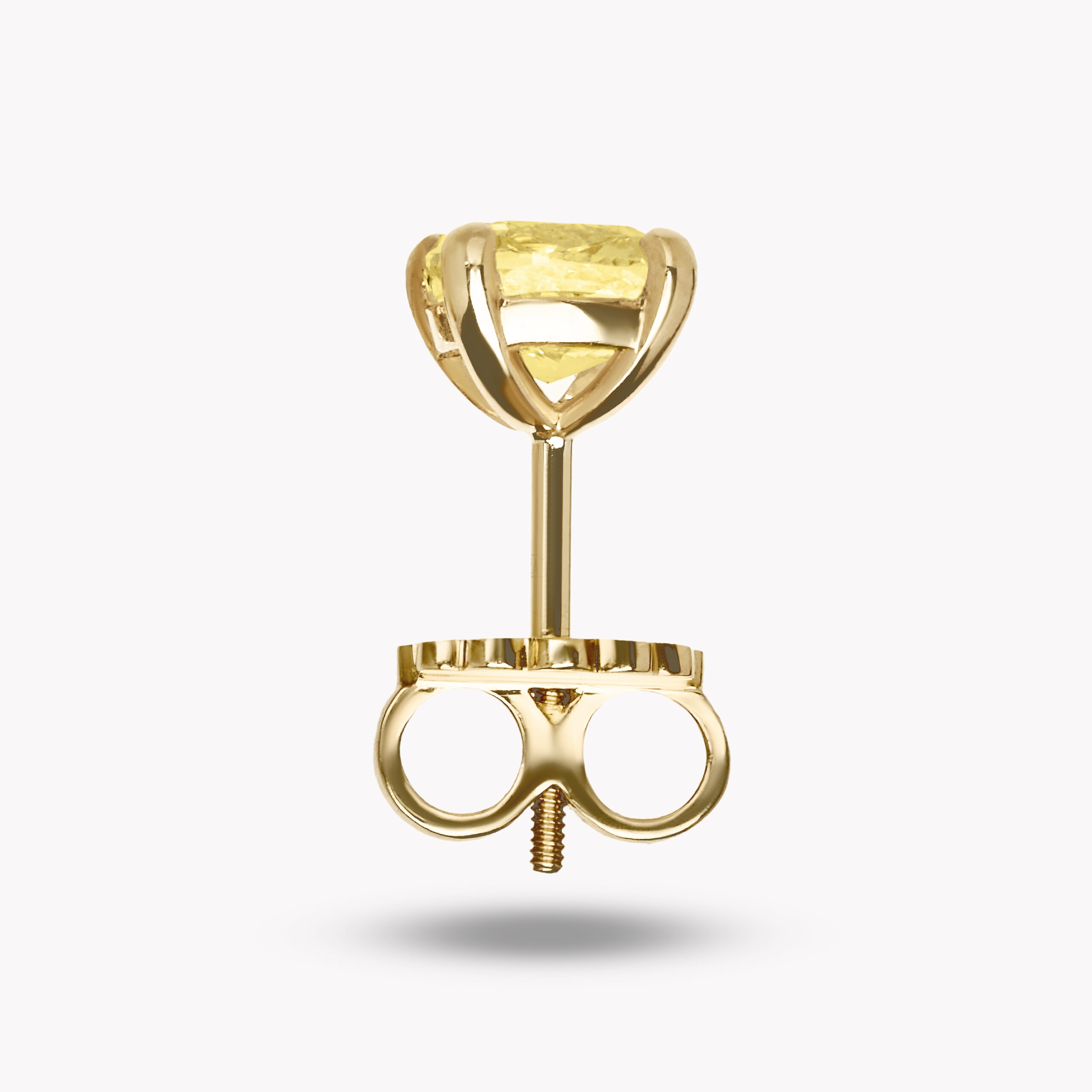 Yellow Cushion-Cut Diamond Stud Earring 