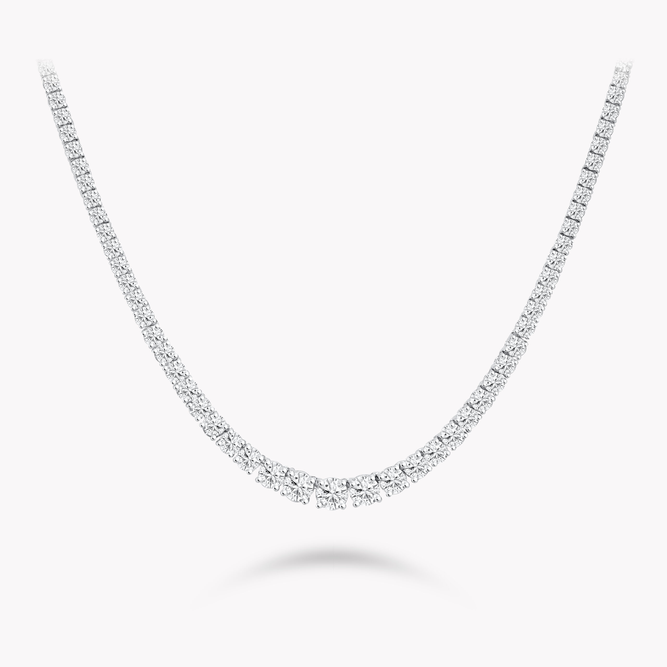 Graduated Round-Cut Diamond Tennis Necklace 20.23ct