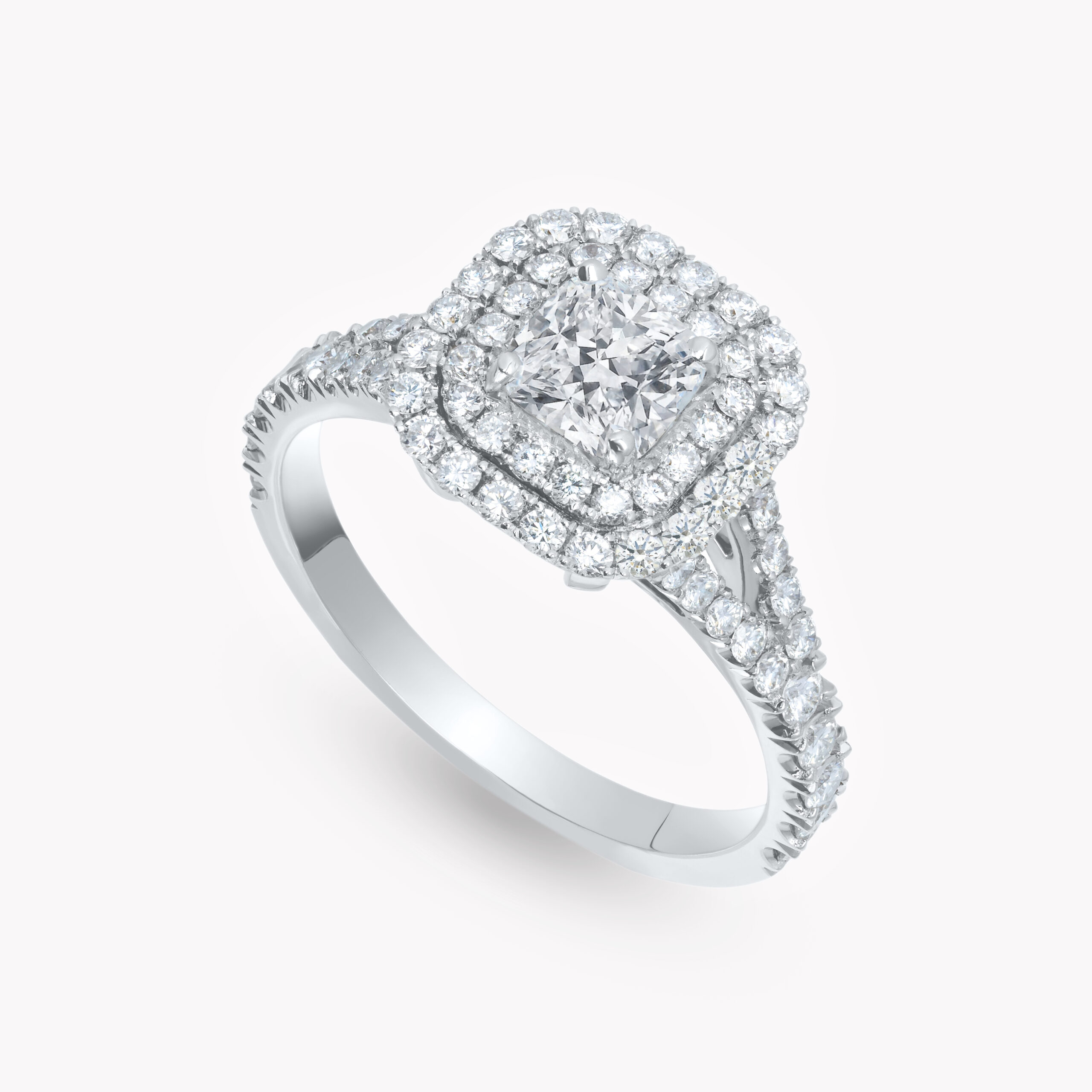 Cushion – Cut Diamond Double Halo Ring – 0.70ct