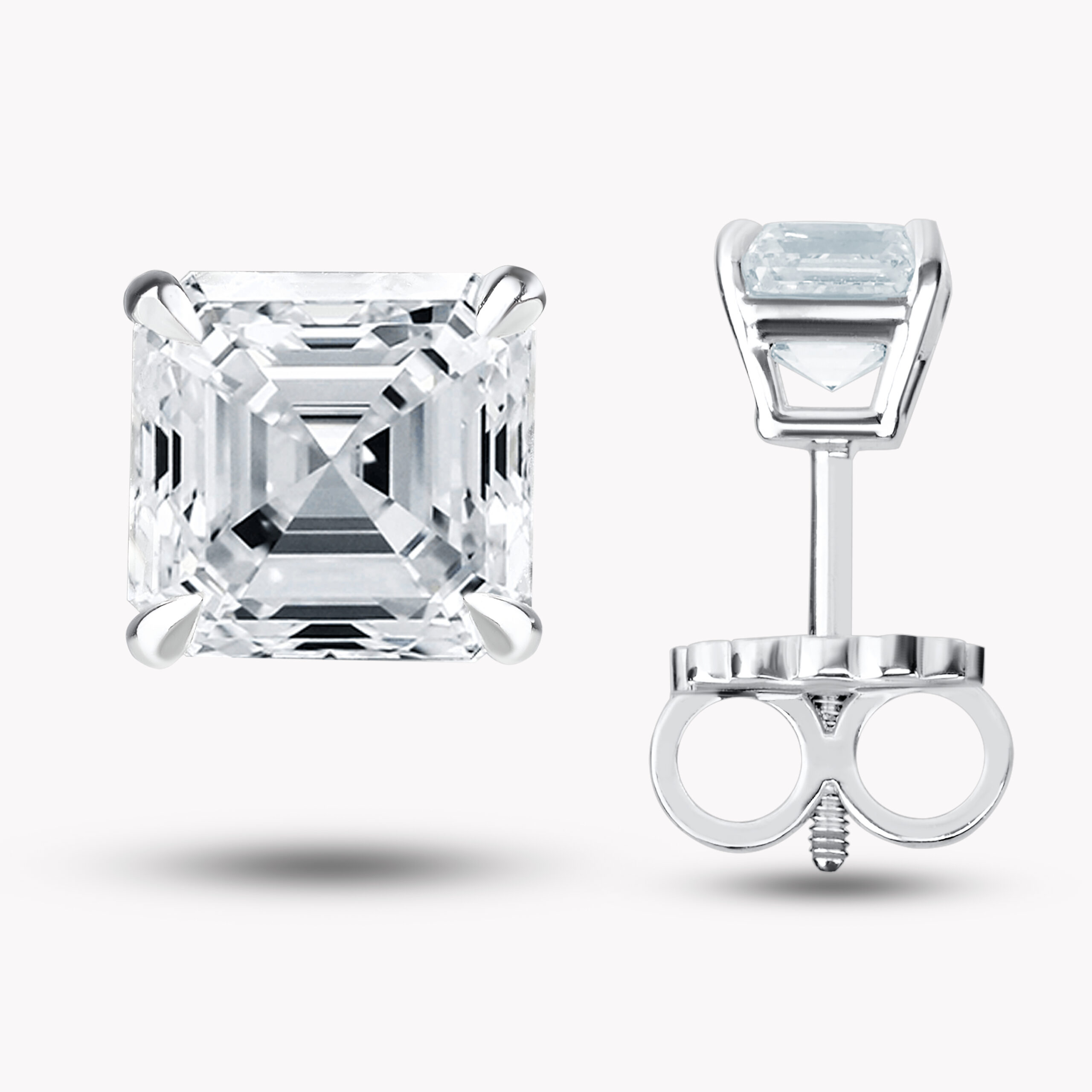 Asscher-Cut Diamond Stud Earring 1.00ct each