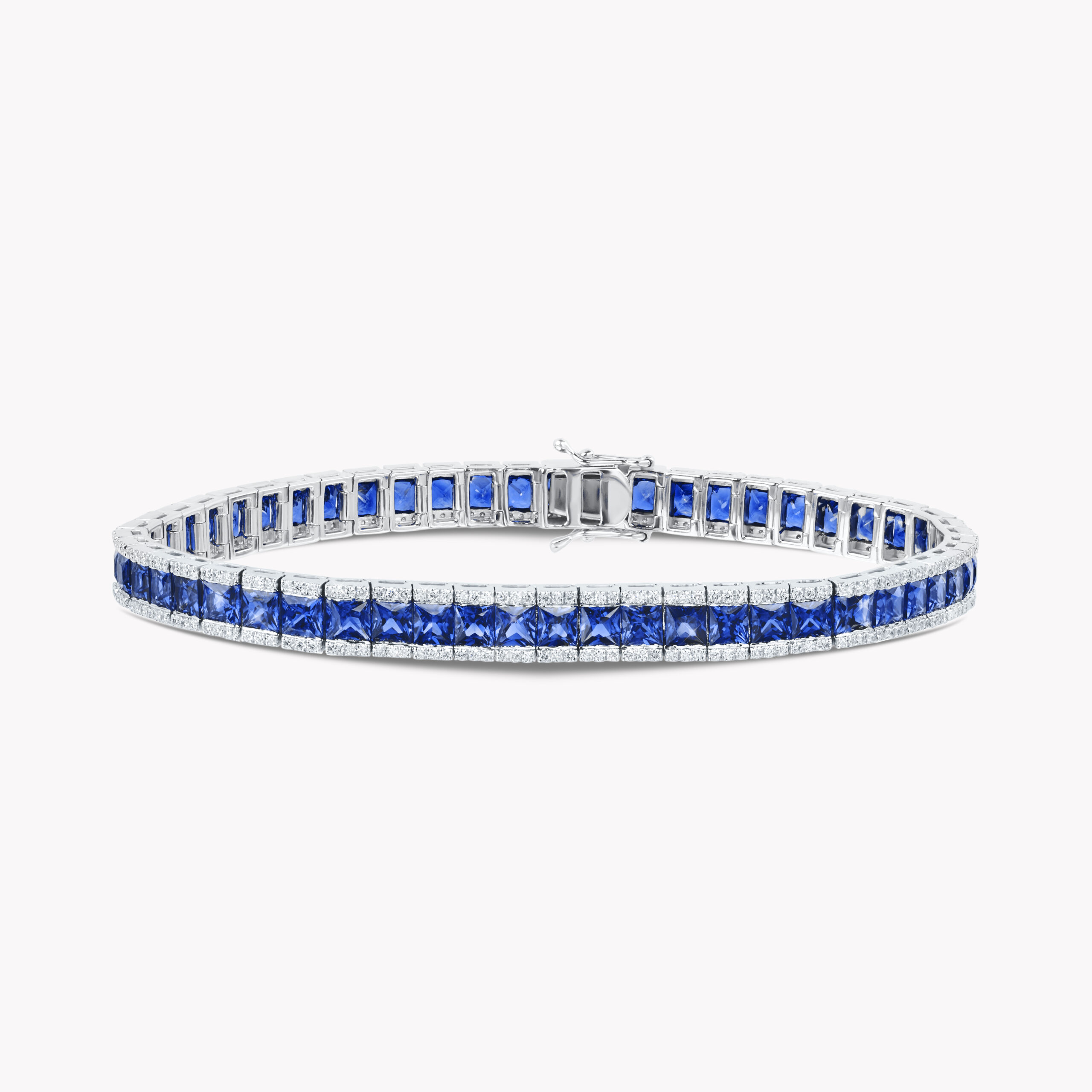 Princess-Cut Sapphire Tennis Bracelet with Diamond Pave  – 12.66ct
