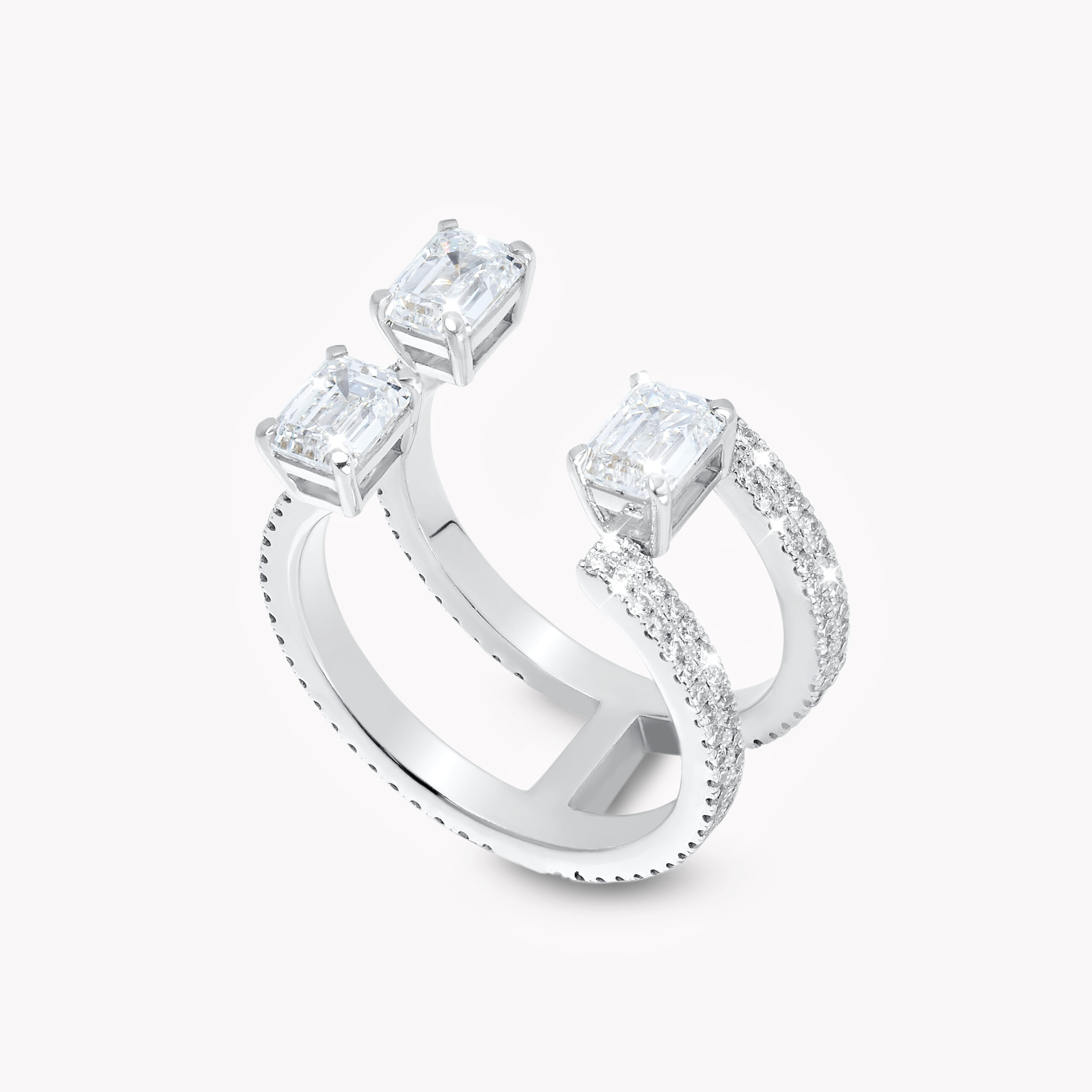 Cuff Ring with Emerald-Cut Diamonds 0.50ct each