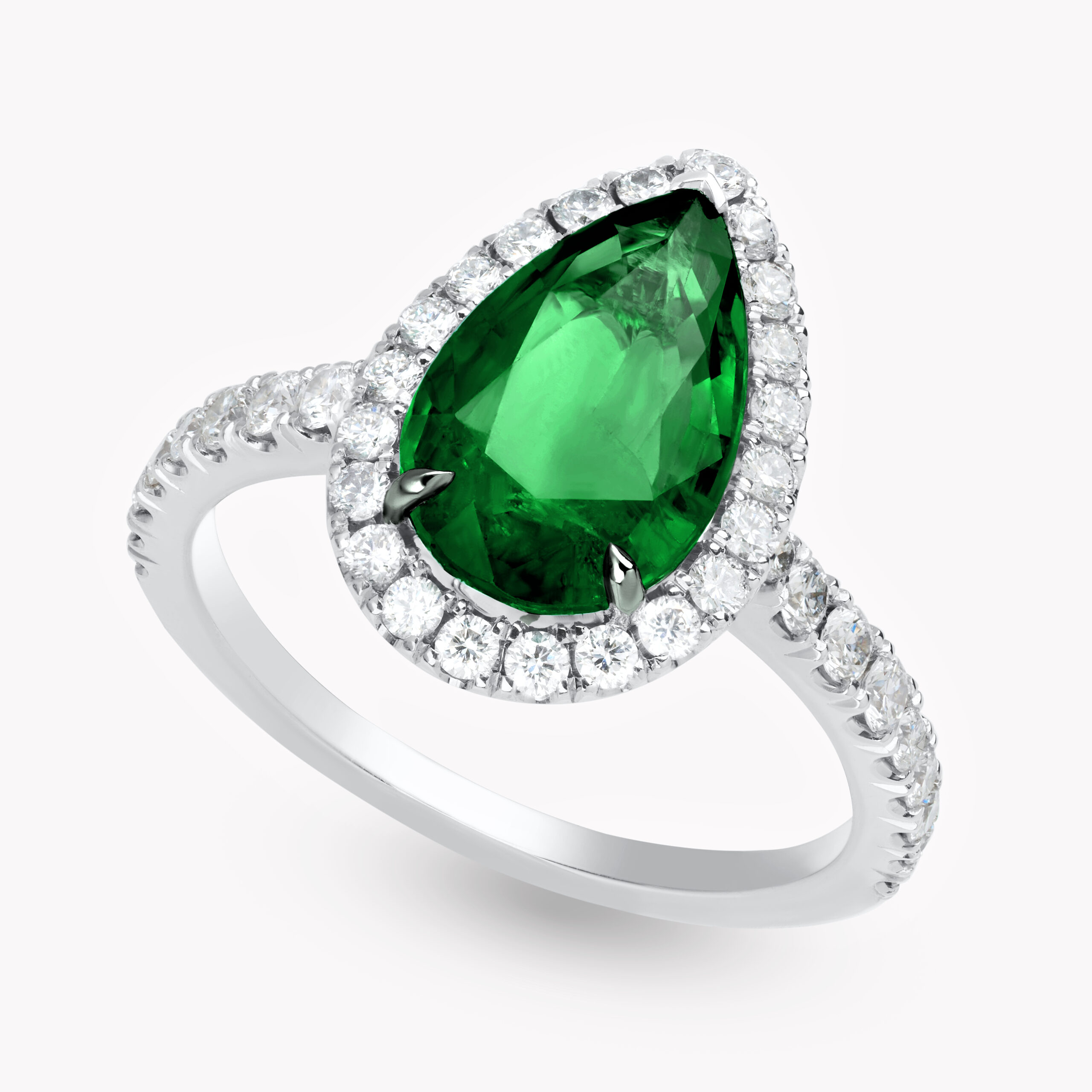 Halo Pear-Cut Emerald Ring 1.81ct