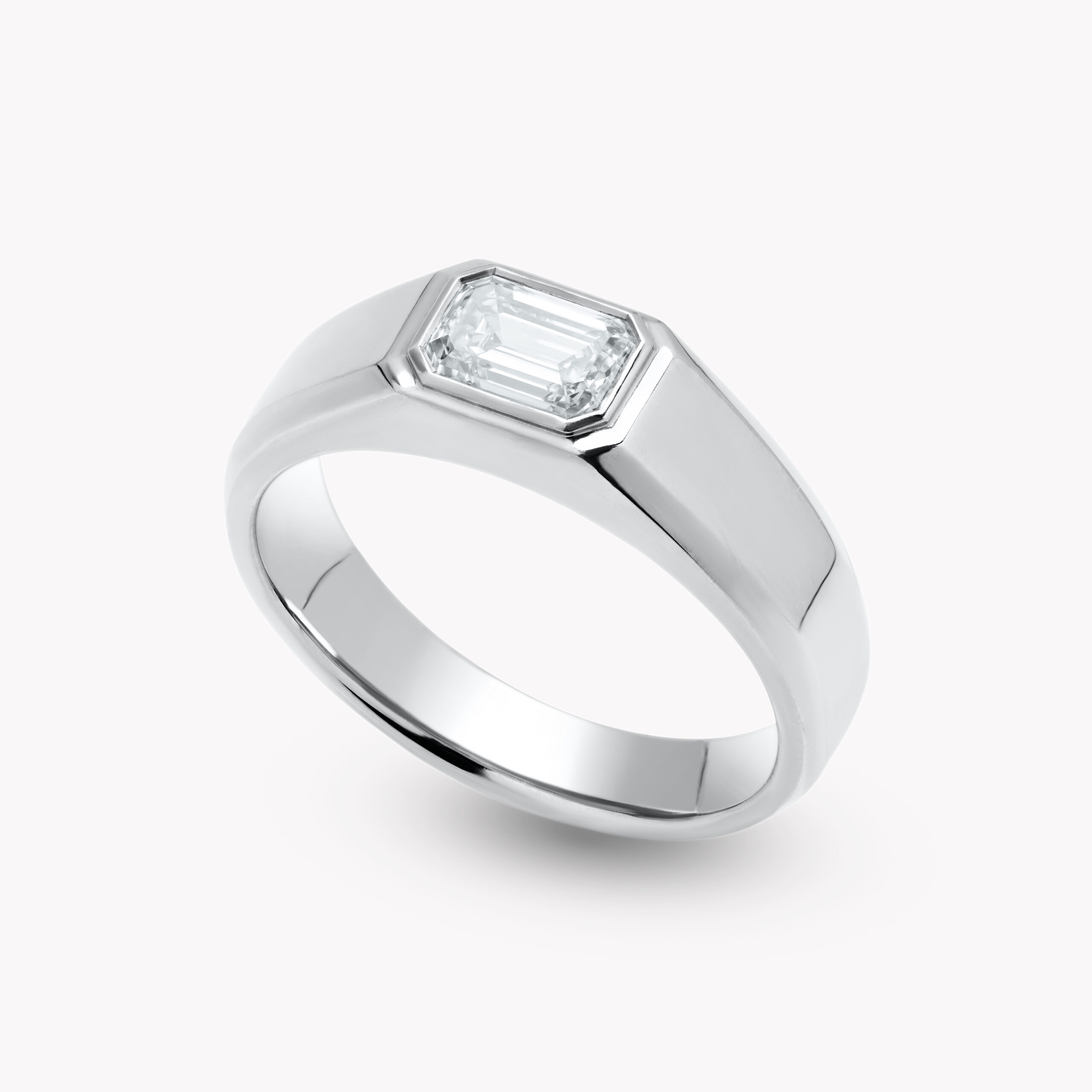 Man’s Ring with an Emerald-Cut Diamond
