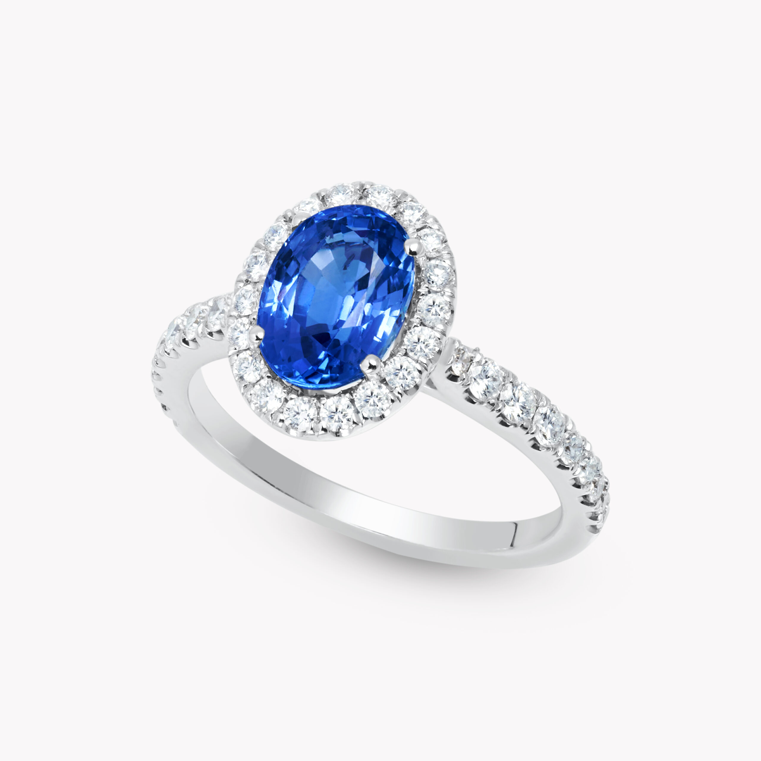 Halo Blue Oval-Cut Sapphire Ring –  2.02ct 
