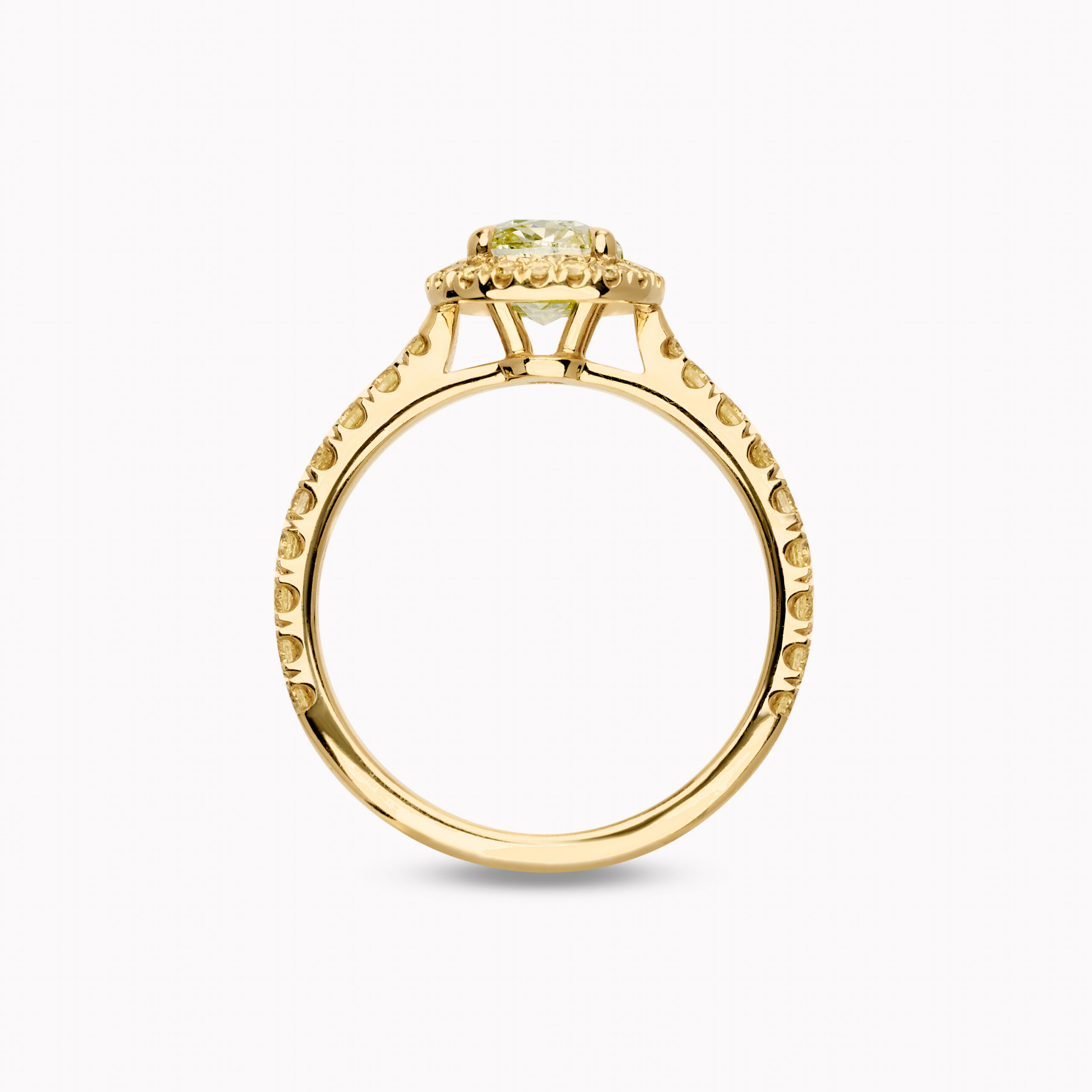 Cushion – Cut Yellow Diamond Halo Ring – 1.15ct