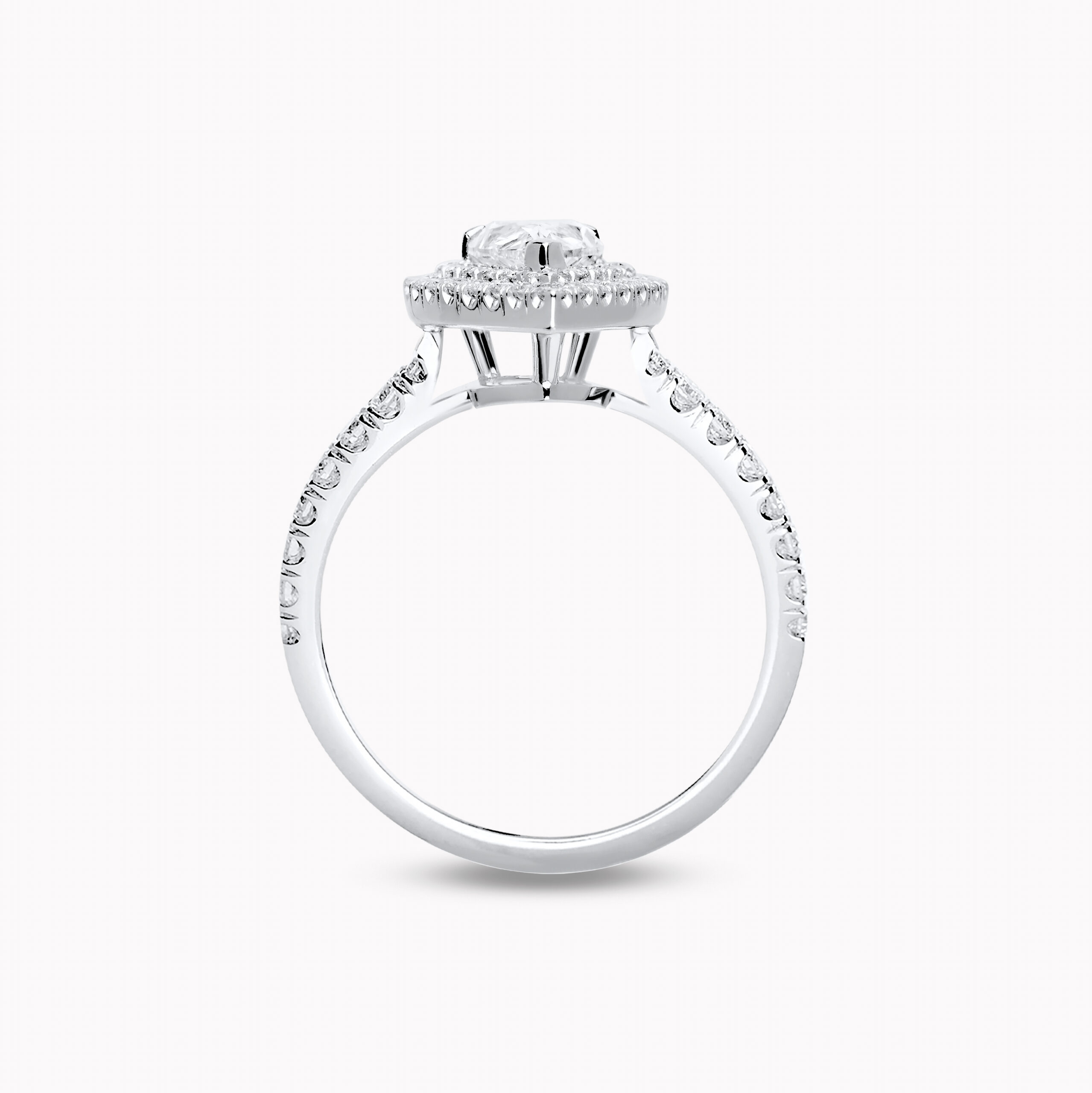 Pear-Cut Diamond Ring with Diamond Double Halo 1.01ct