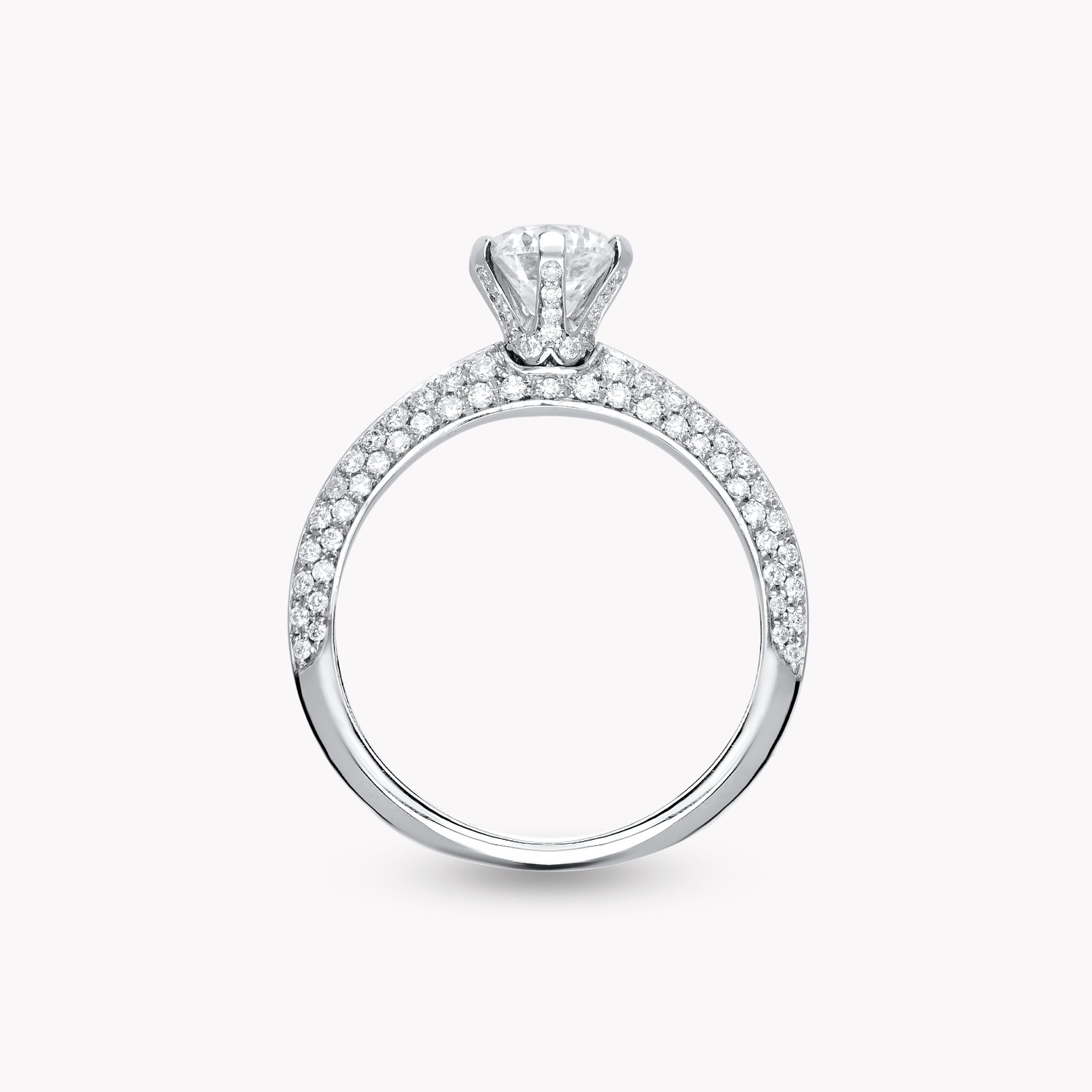 Round -Cut Diamond Ring 0.91ct with Diamond Pave