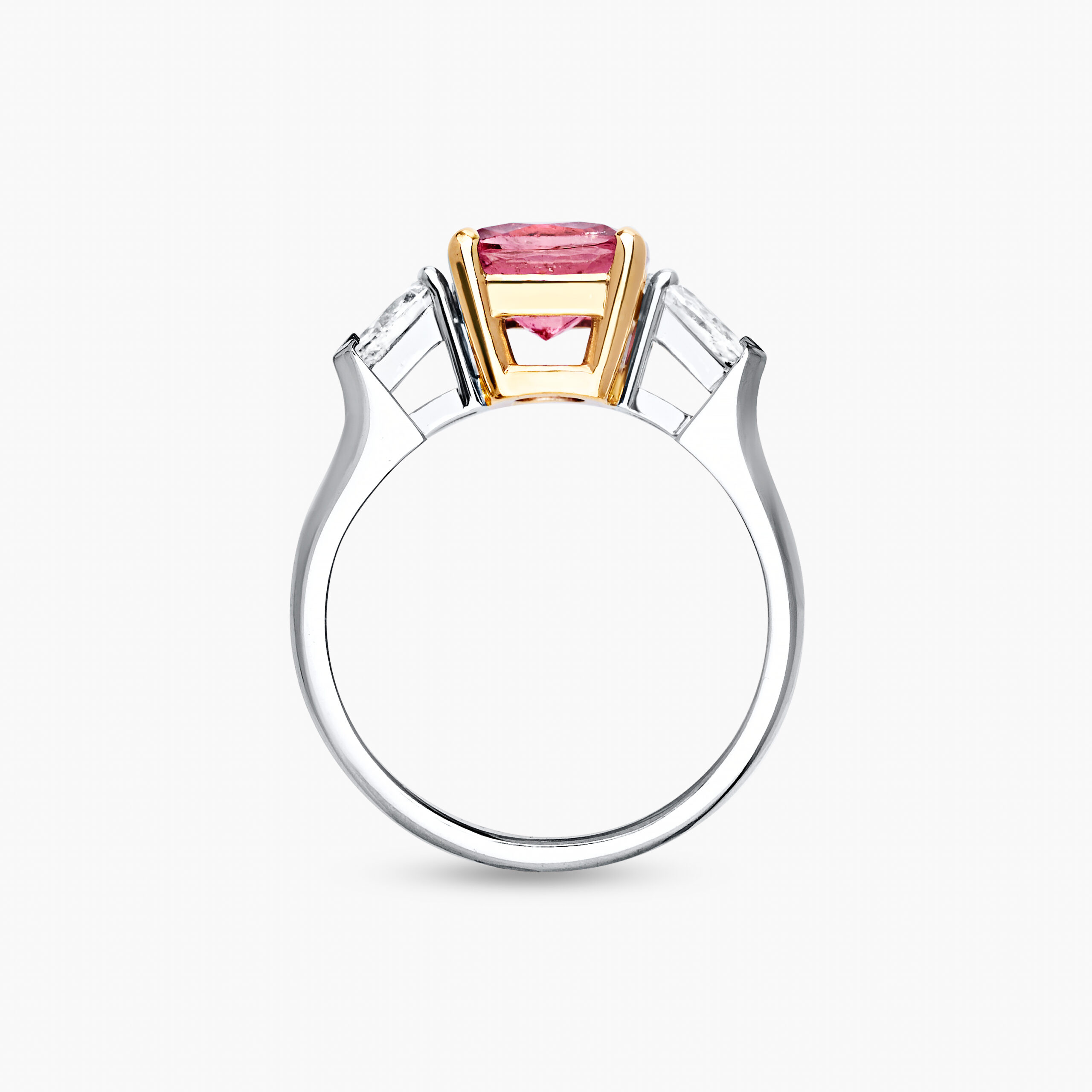 Cushion -Cut Tourmaline Ring 1.82ct with Pear-Cut Diamonds