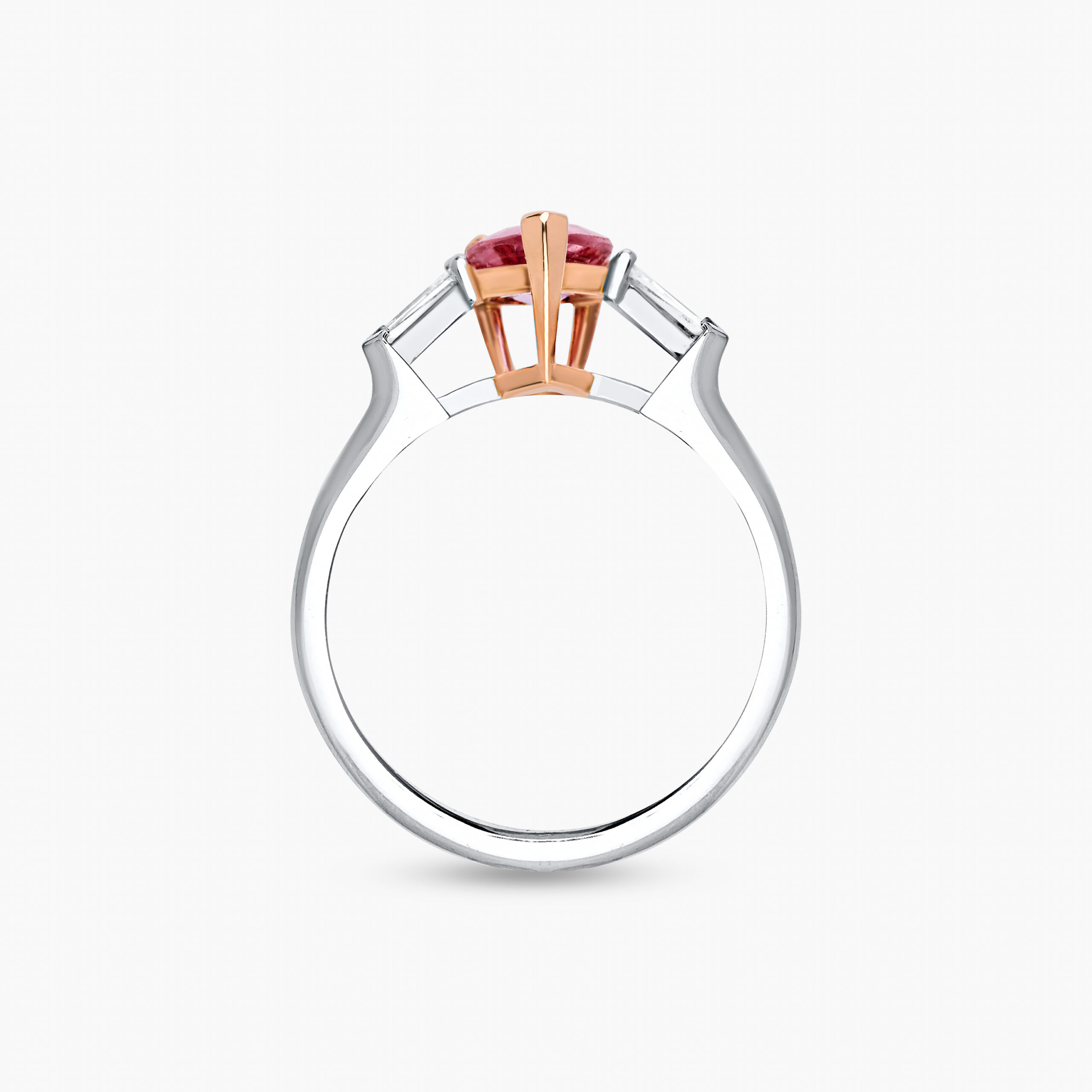 Pear Tourmaline Ring  0.89ct with Tapered Baguette  Diamonds