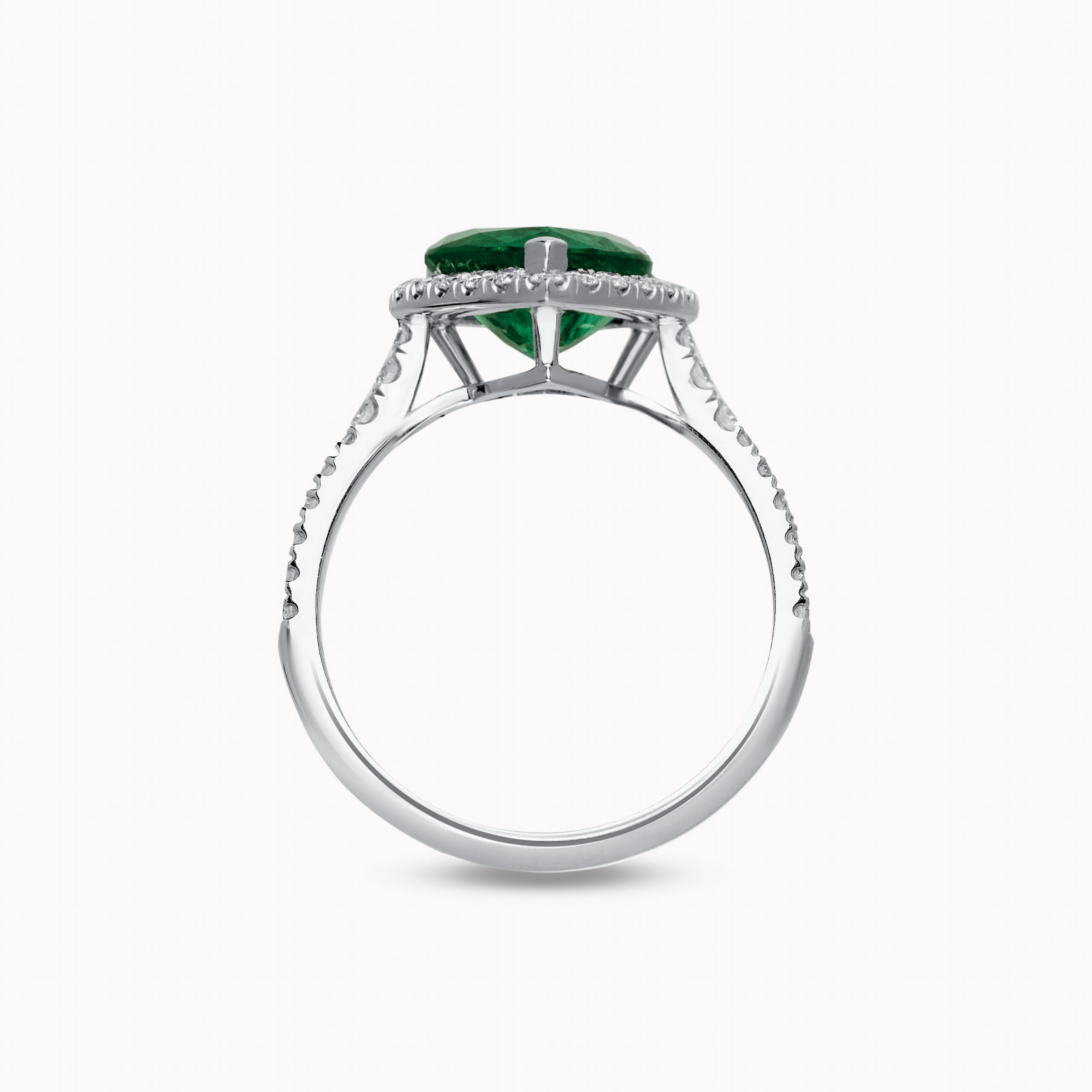 Ring With a 2.46ct Heart-Cut Emerald in a 0.59ct Diamond Halo