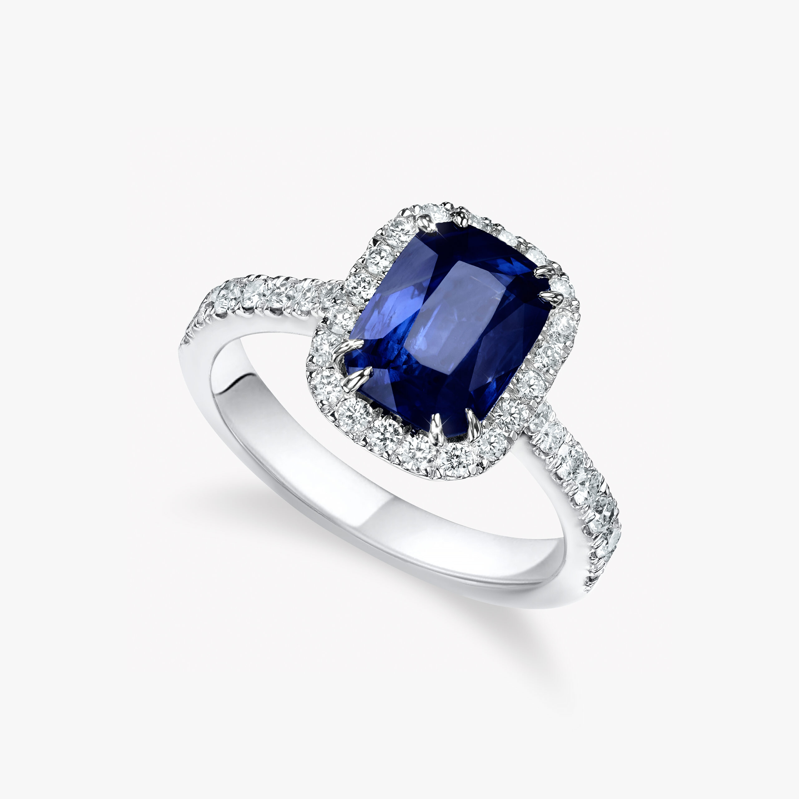 Halo Blue Cushion-Cut Sapphire Ring –  3.02ct