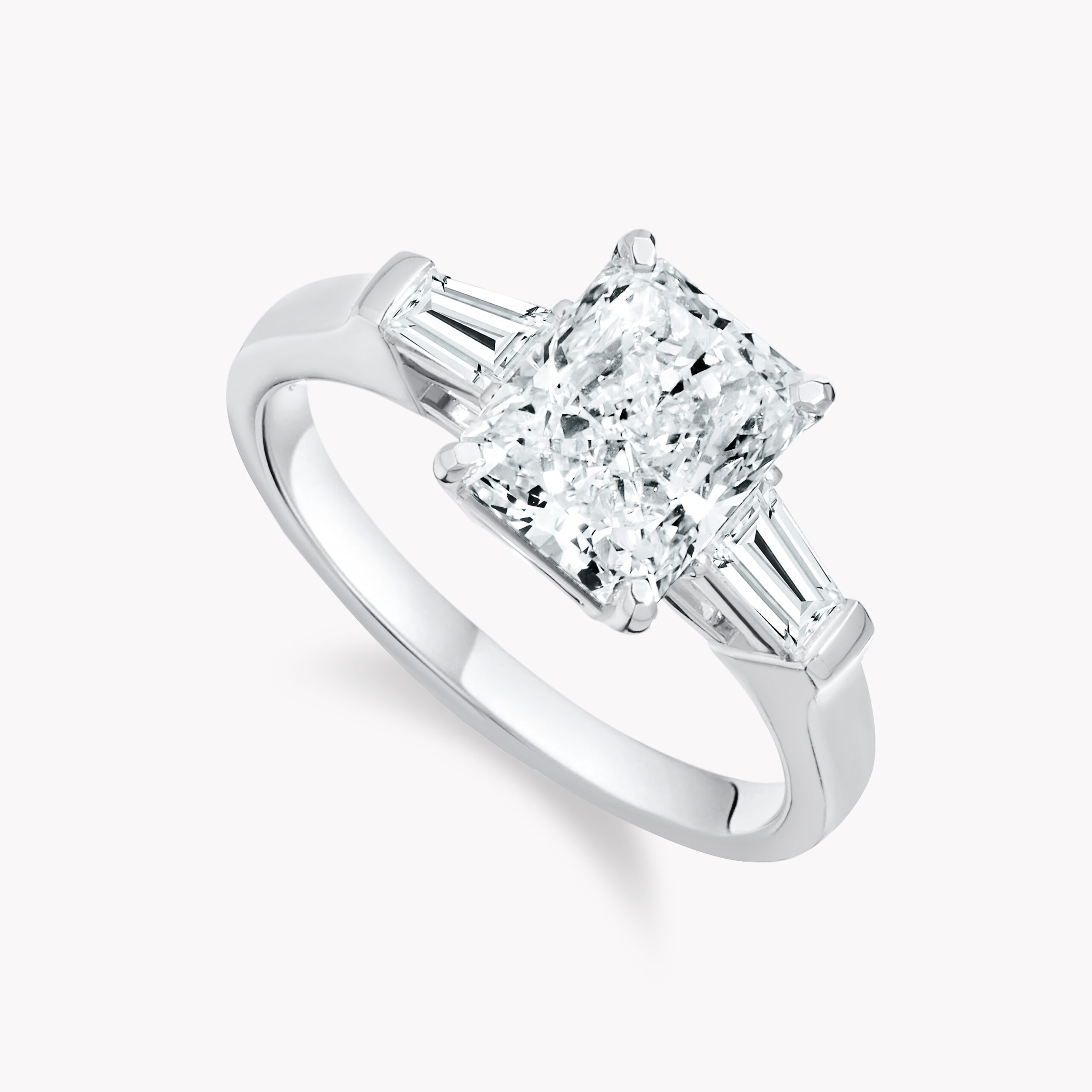 Radiant — Cut Diamond  Ring with Tapered Baguette Side Diamonds