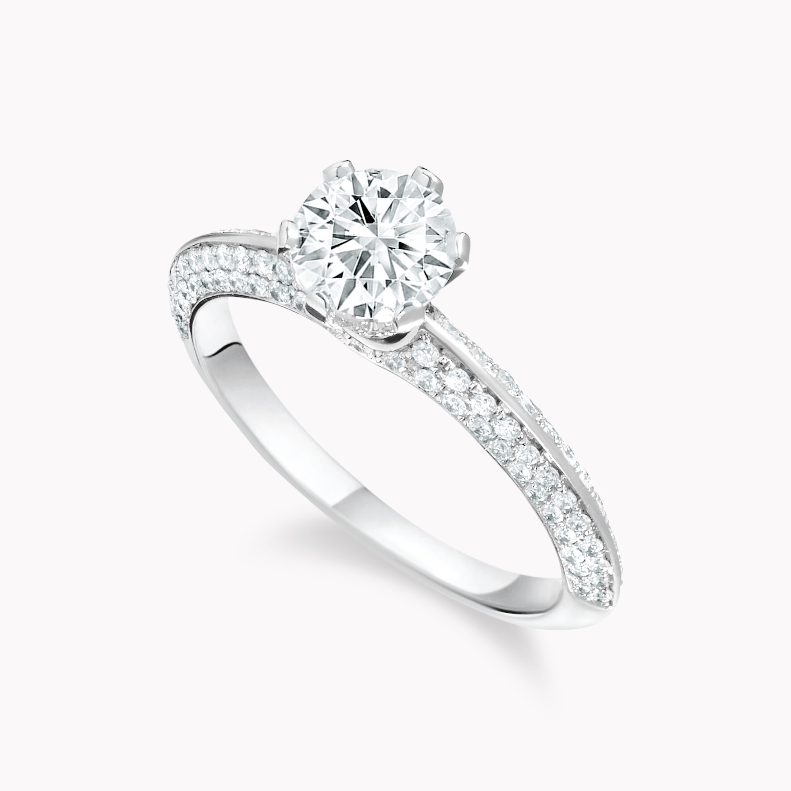 Round -Cut Diamond Ring 0.91ct with Diamond Pave