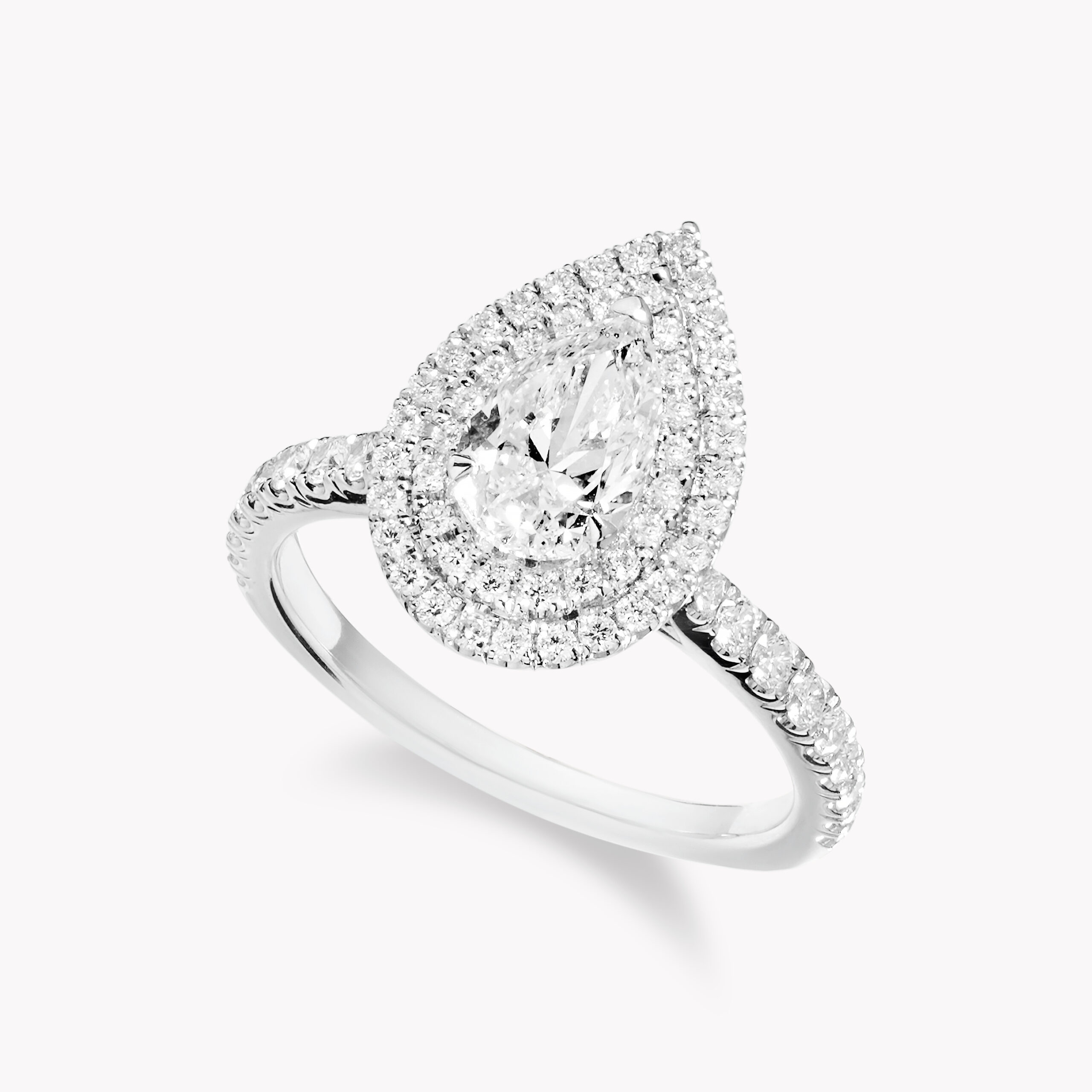Pear-Cut Diamond Ring with Diamond Double Halo 1.01ct
