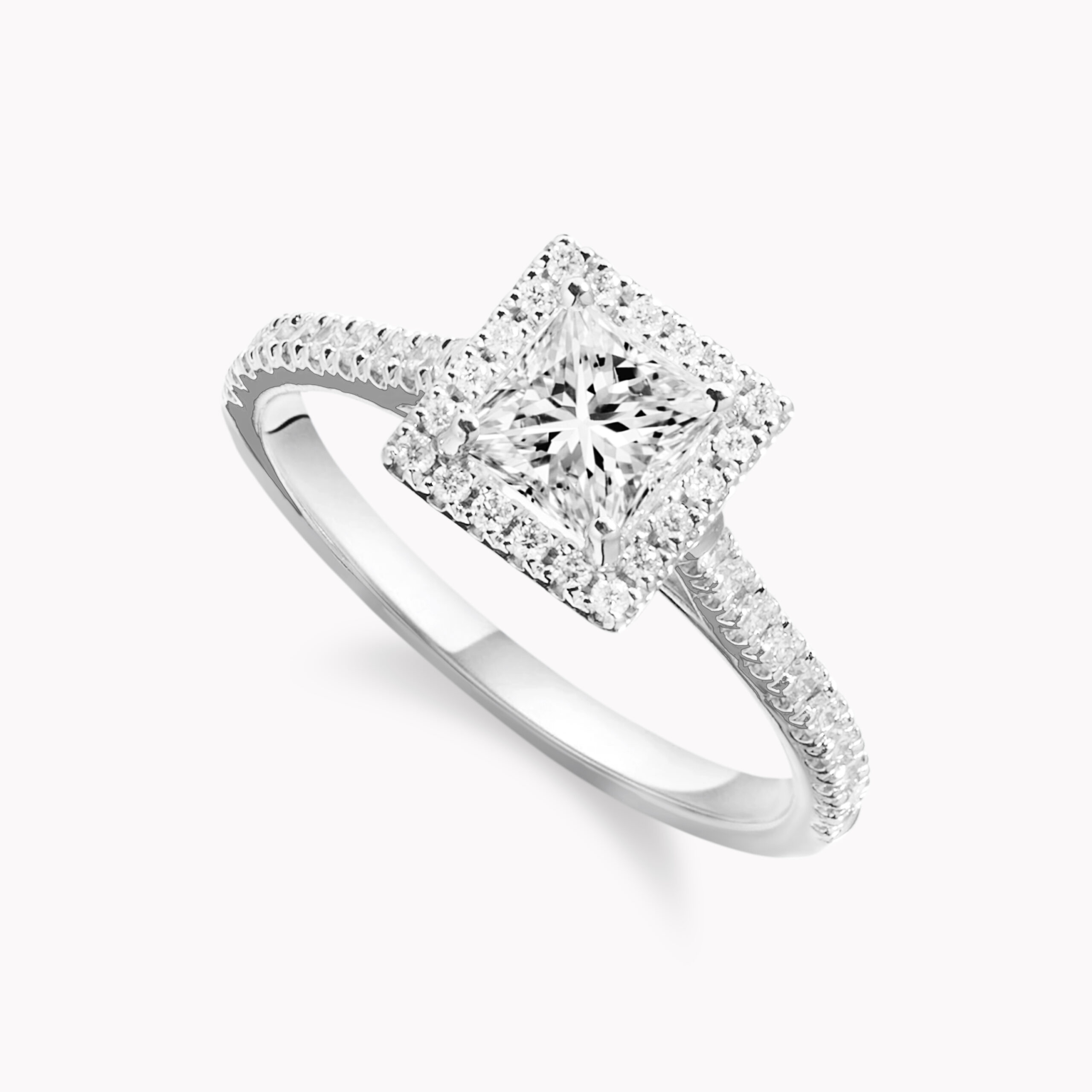 Princess – Cut Diamond Halo Ring – 0.96ct