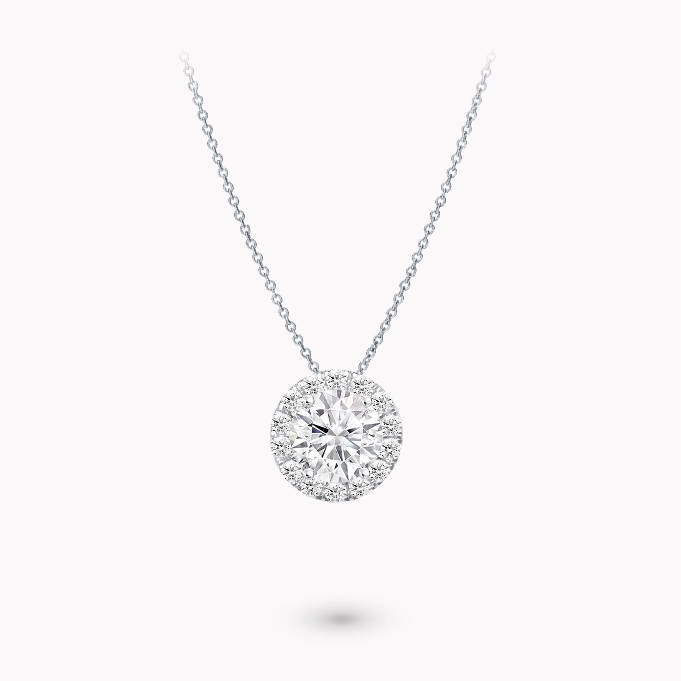 Round-Cut Diamond Pendant  1.00ct with Diamond Halo 0.20ct