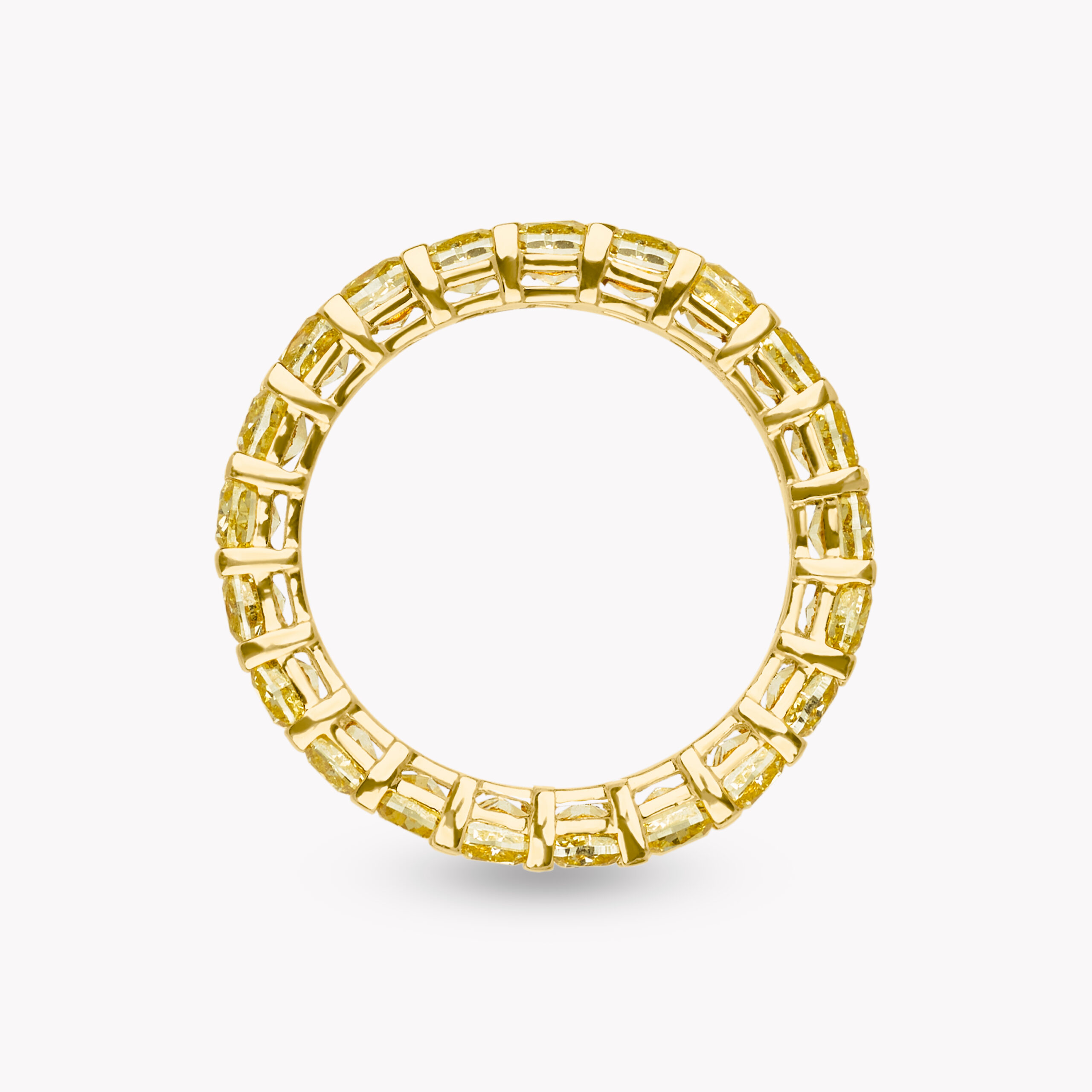 Cushion-Cut  Diamond Fancy Ling Yellow Eternity Ring 4.34ct