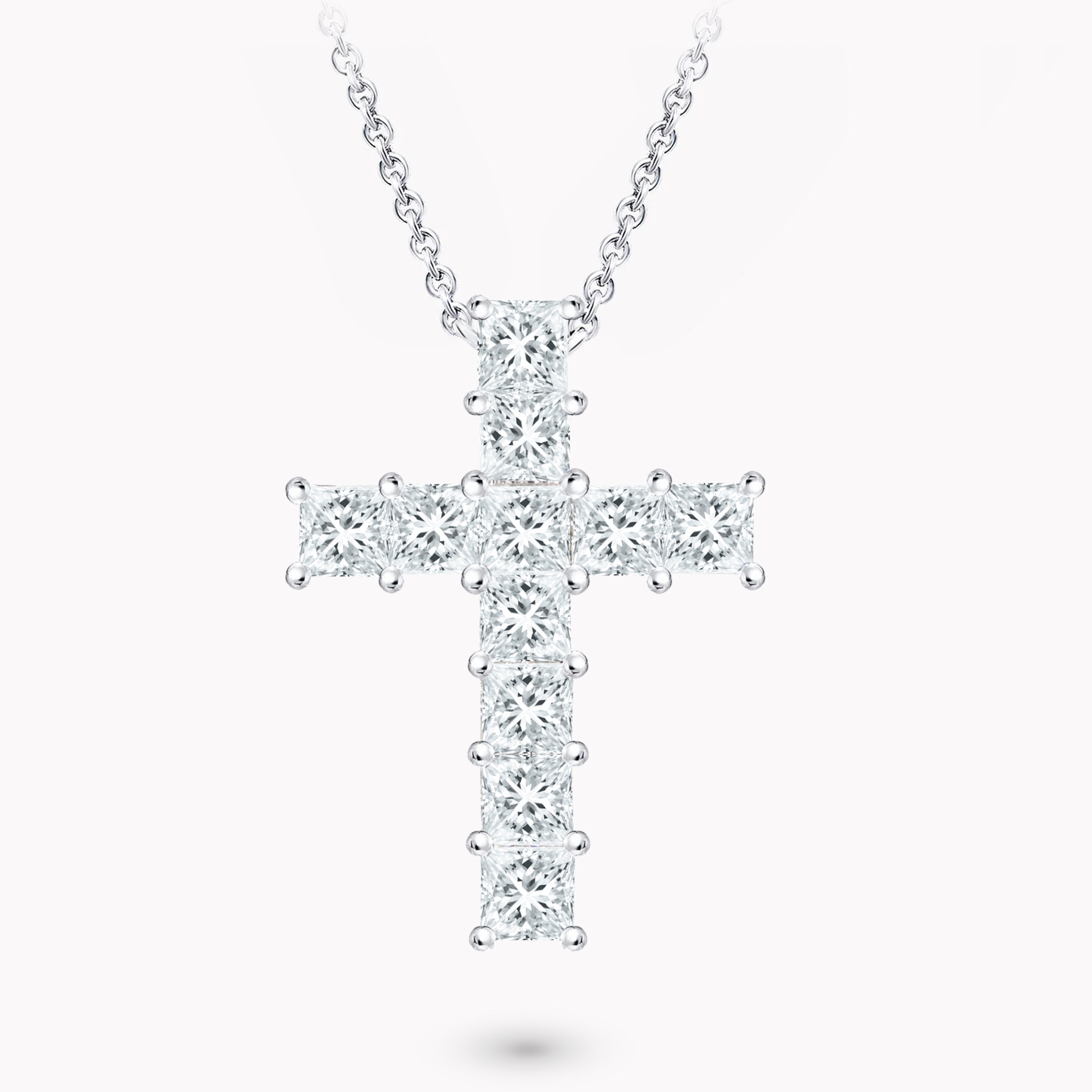 Princess — Cut Diamond Cross Pendant 5.53ct