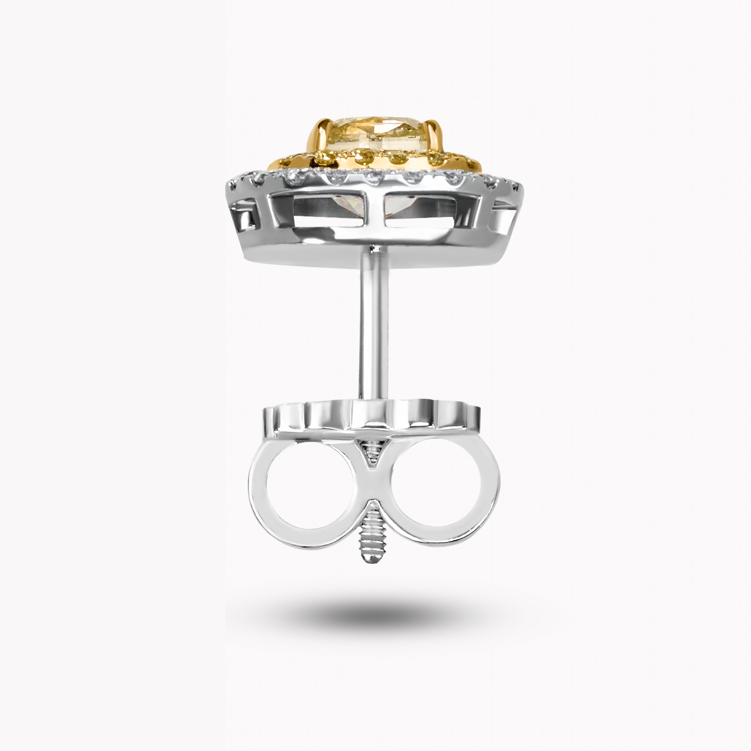 Yellow Cushion-Cut d Diamond Earrings with Double Halo