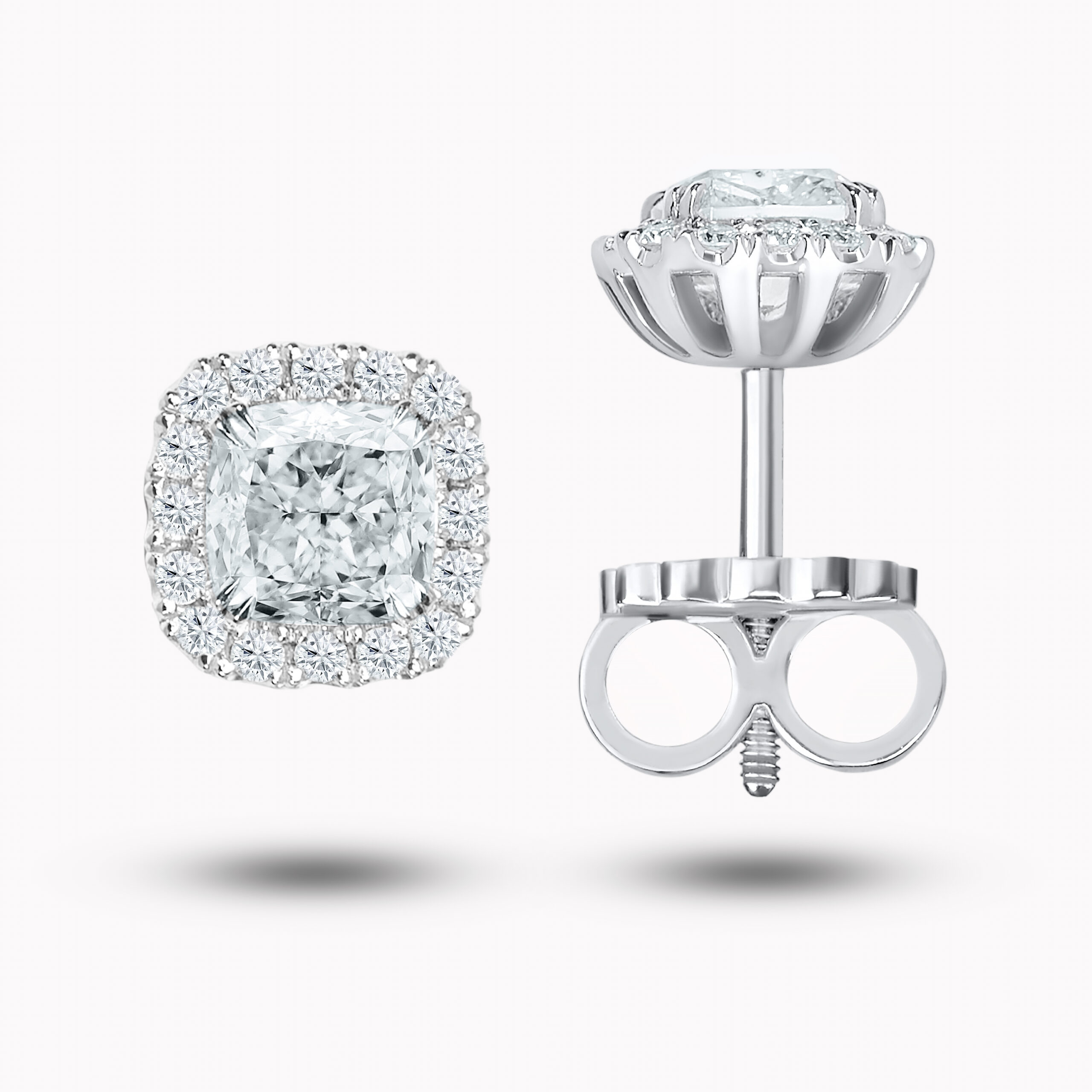 Halo Diamond stud earrings 1.01ct each