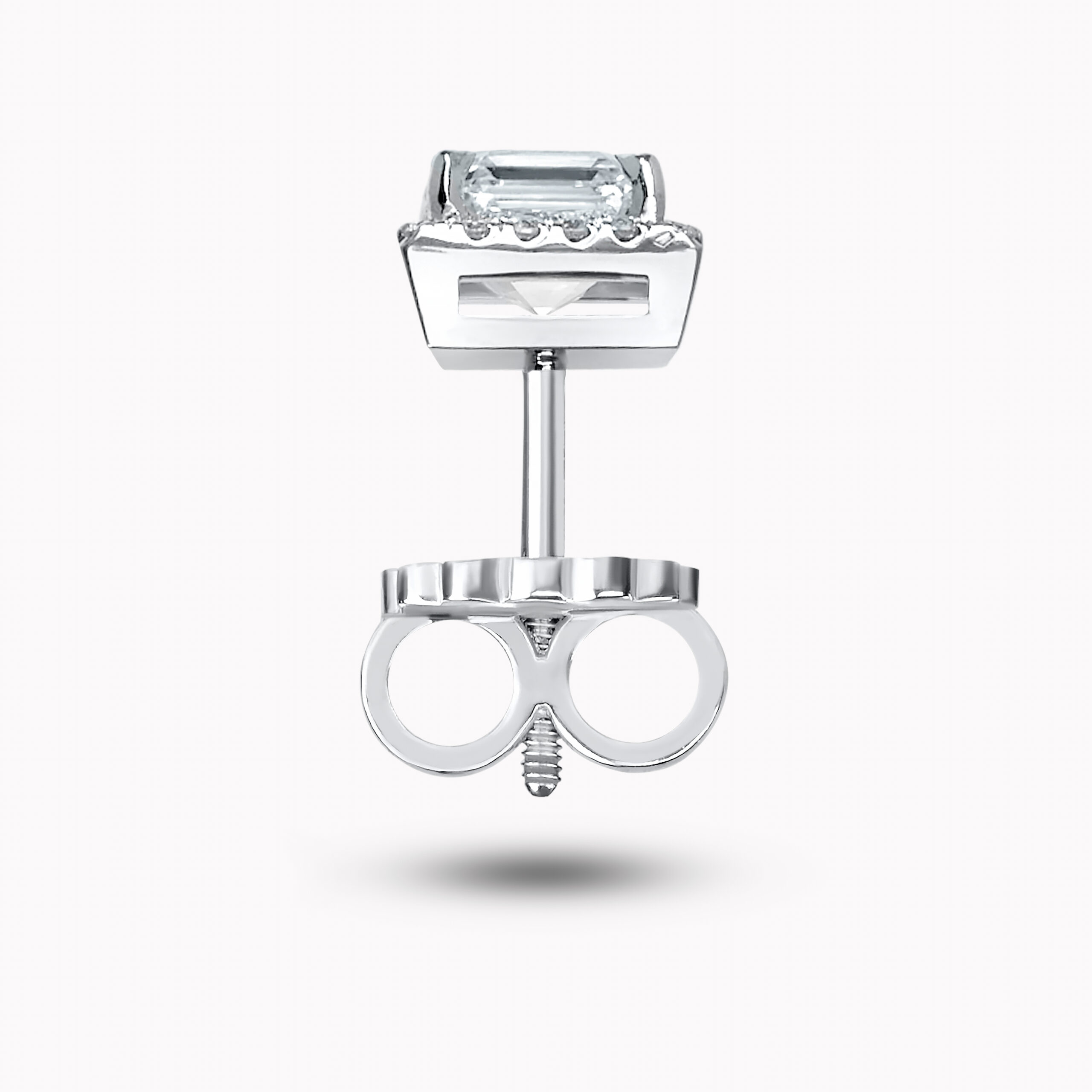 Halo Asscher-Cut Diamond stud earrings 1.00ct each