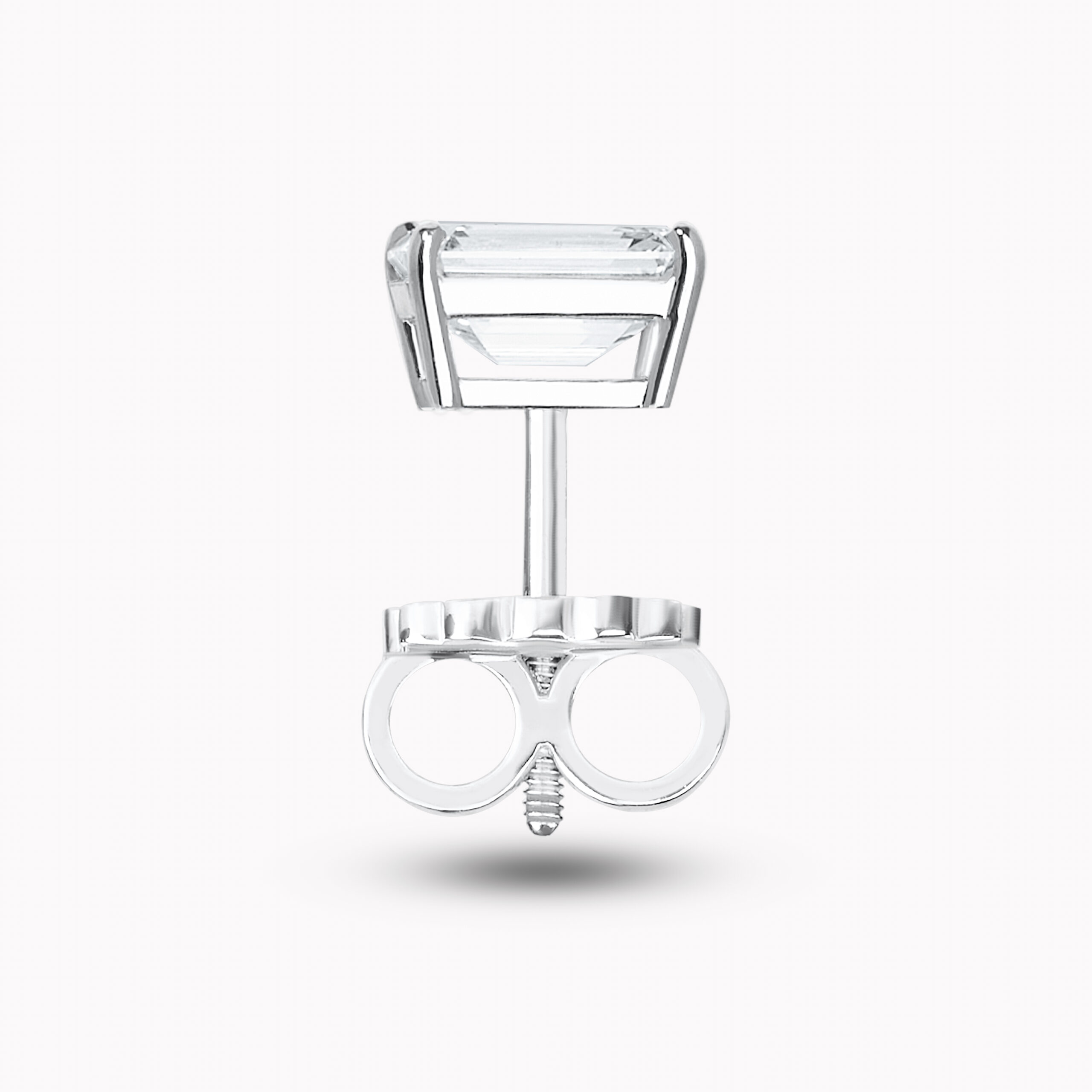 Emerald-Cut Diamond Stud Earring 1.02ct+1.01ct