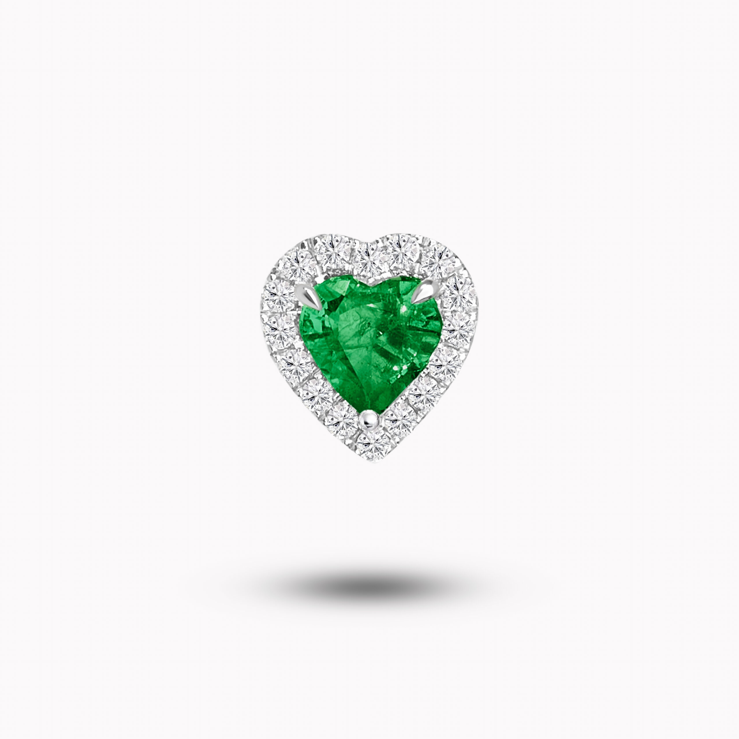 Halo  Heart-Cut Emerald Stud Earrings