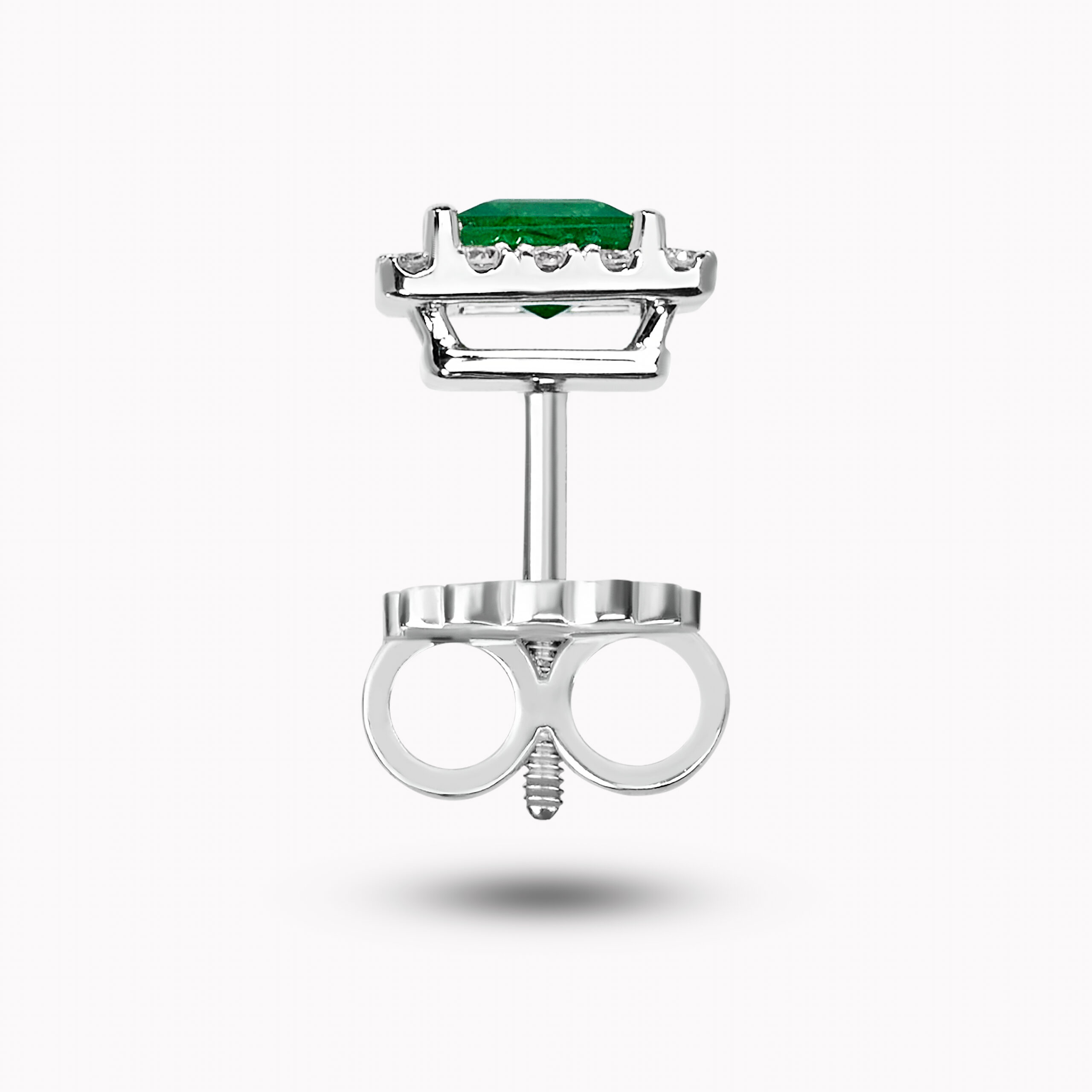 Halo  Princess-Cut Emerald Stud Earrings
