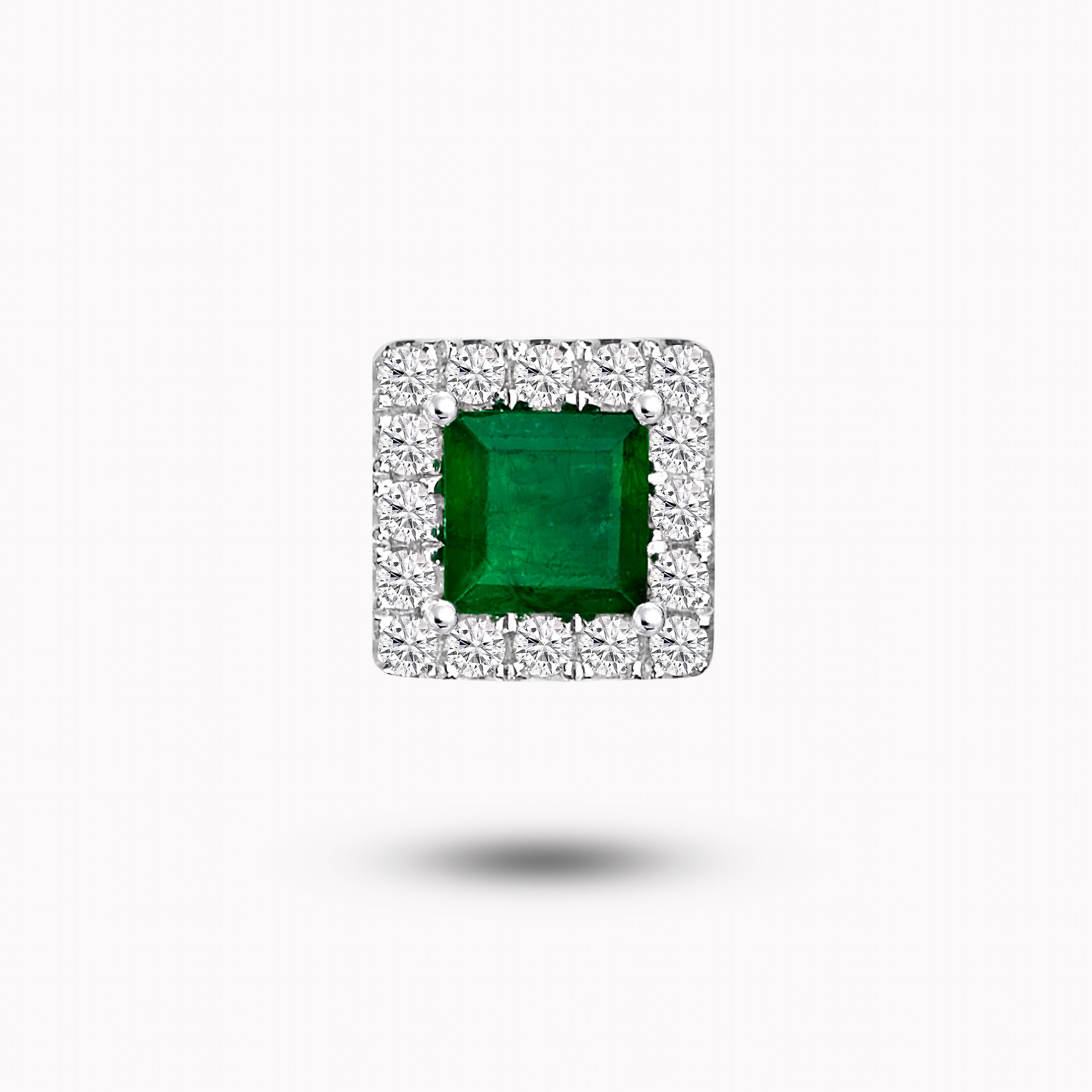 Halo  Princess-Cut Emerald Stud Earrings